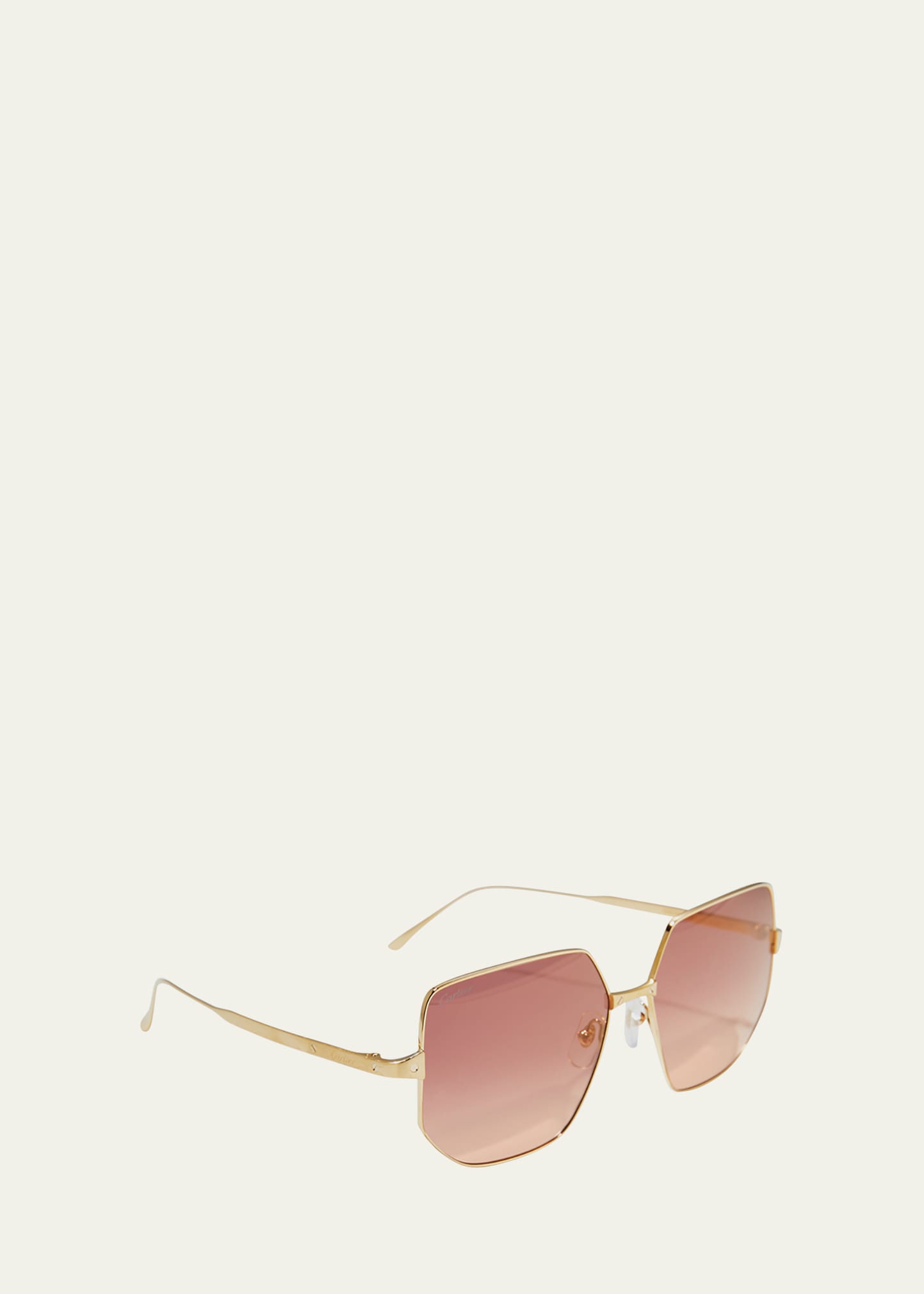 Cartier Oversized Square Metal Sunglasses In 003 Golden/red
