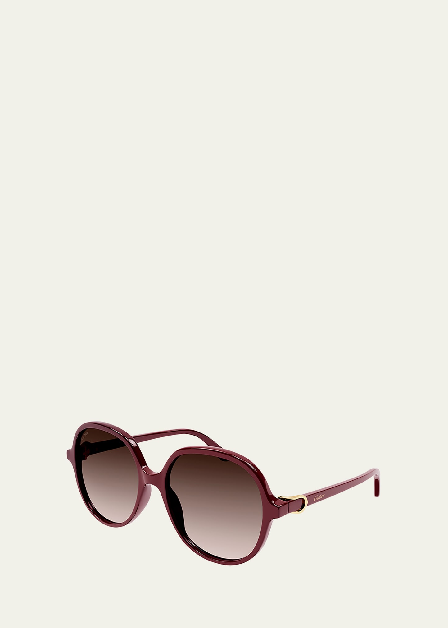 Cartier Logo Round Acetate Sunglasses In Bordeaux