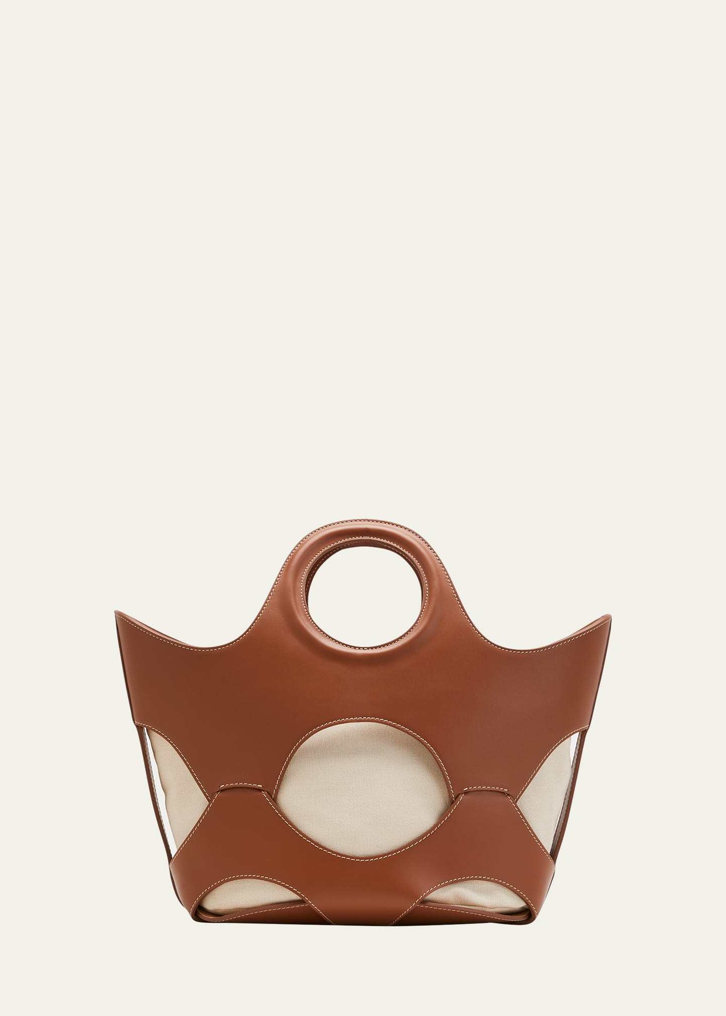Hereu Onada Cutout Leather Top-handle Bag In Tan