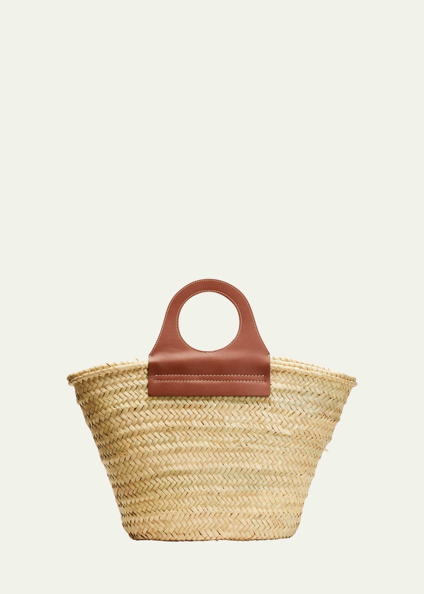 Hereu Cutout Straw Top-handle Bag In Chestnut