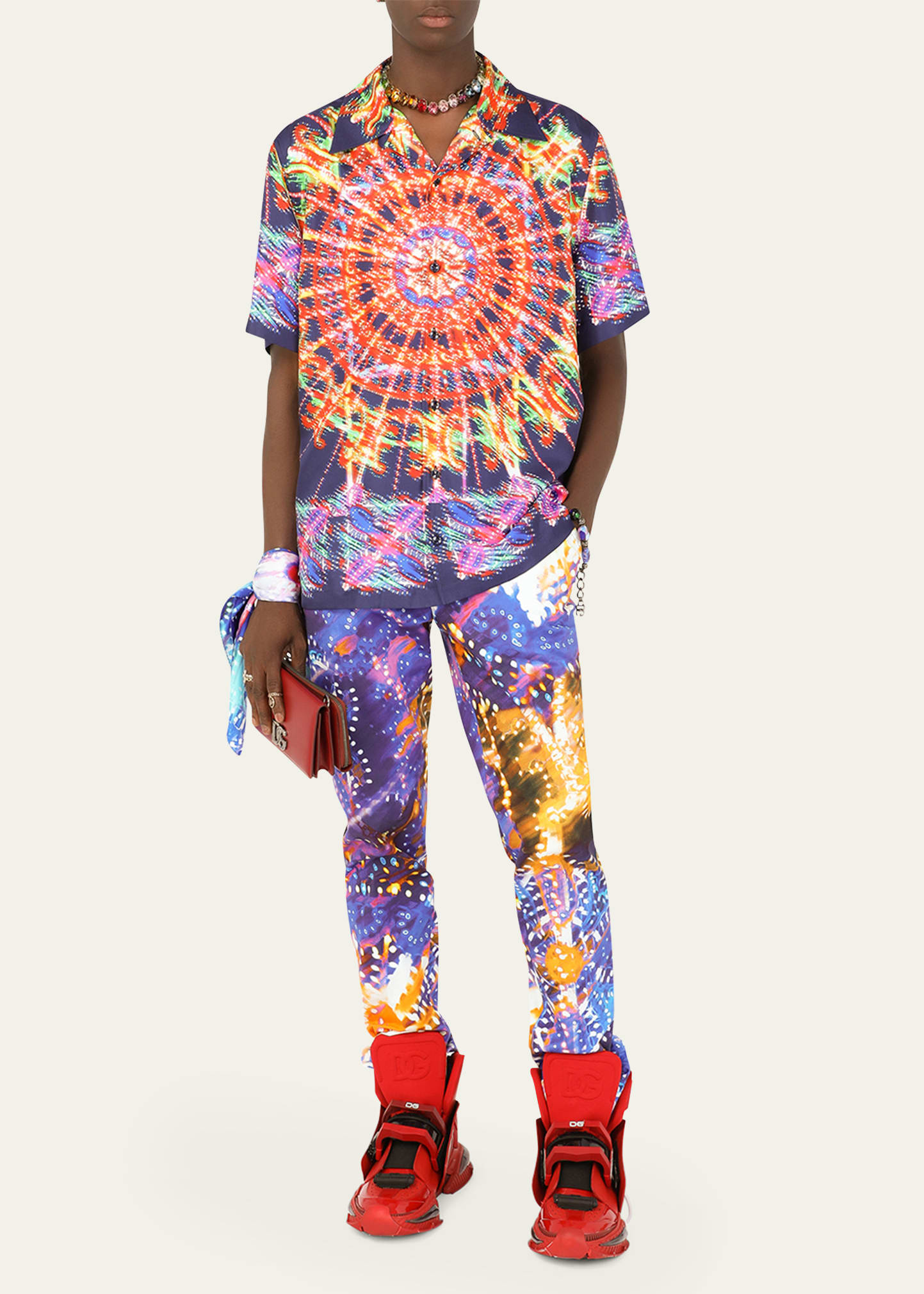 Dolce & Gabbana Kaleidoscope Print Short-sleeve Shirt In Miscellan