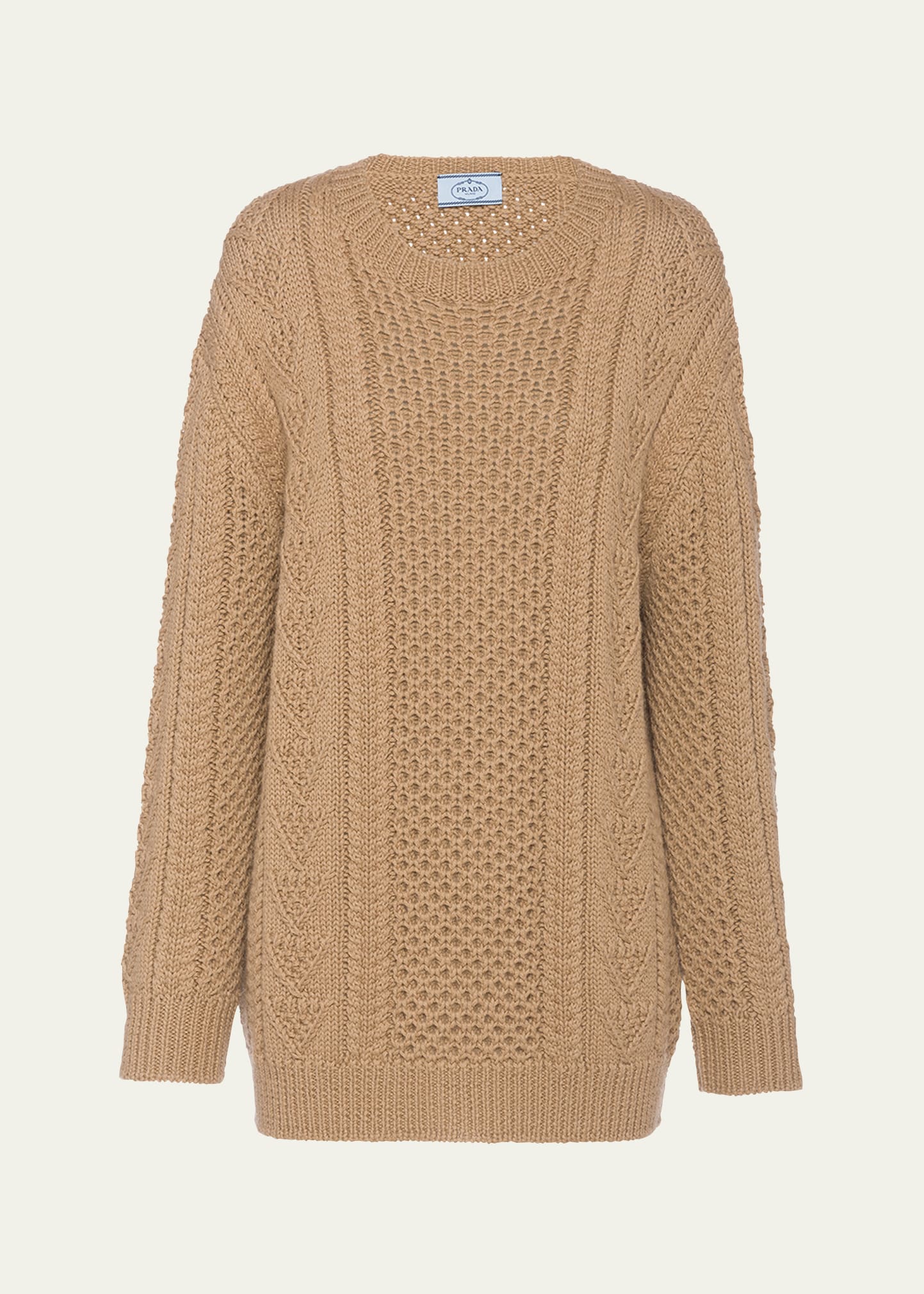 Shop Prada Woven Wool Knit Sweater In F0040 Cammello