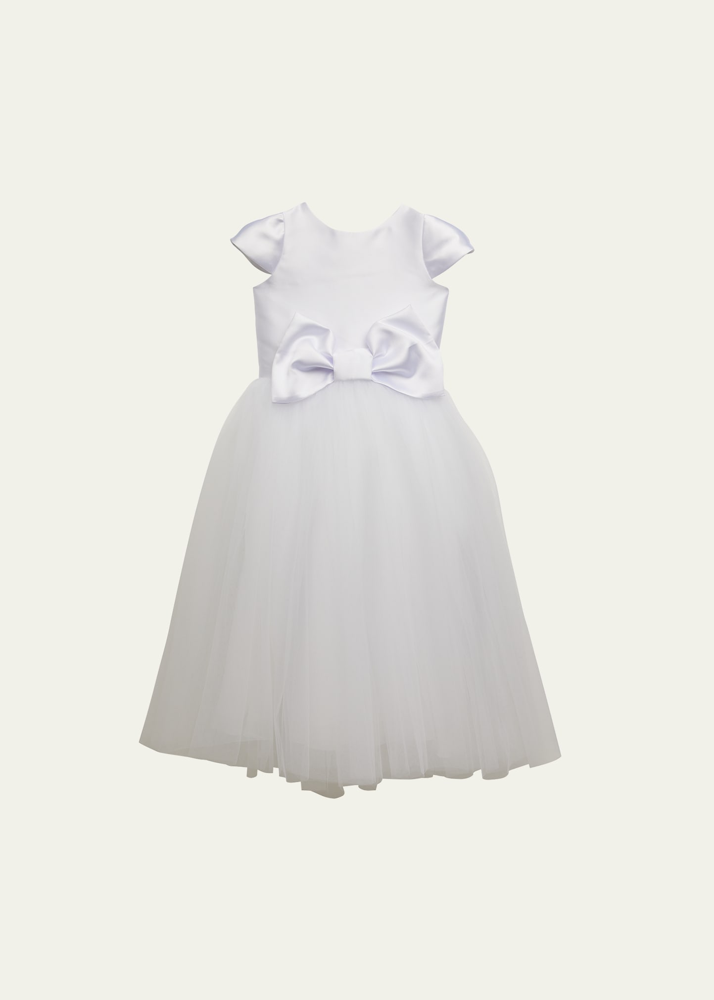 Girl's Elizabeth Satin Bow Tulle Dress, Size 2-12