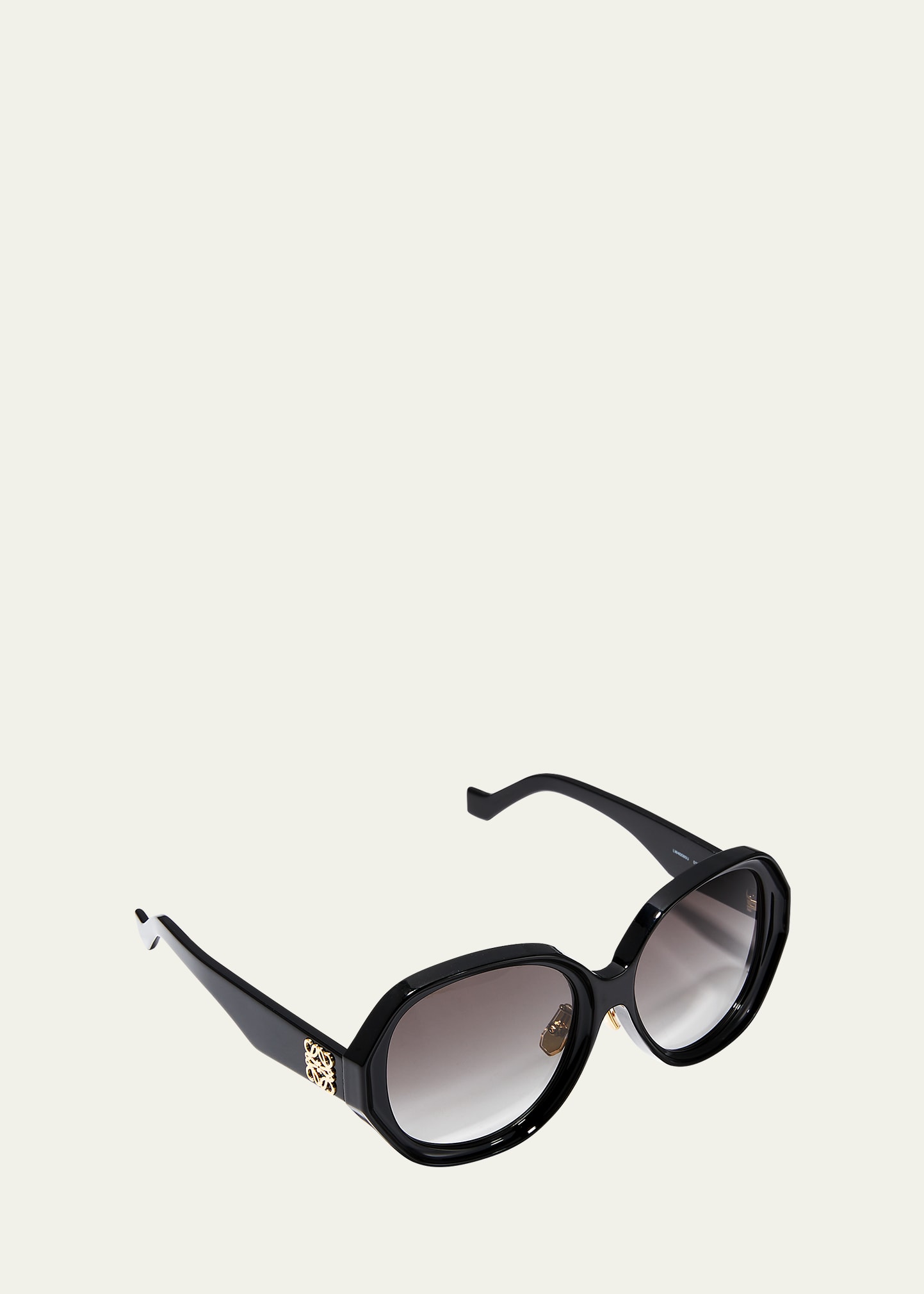 Loewe Anagram Round Acetate Sunglasses In Shiny Black