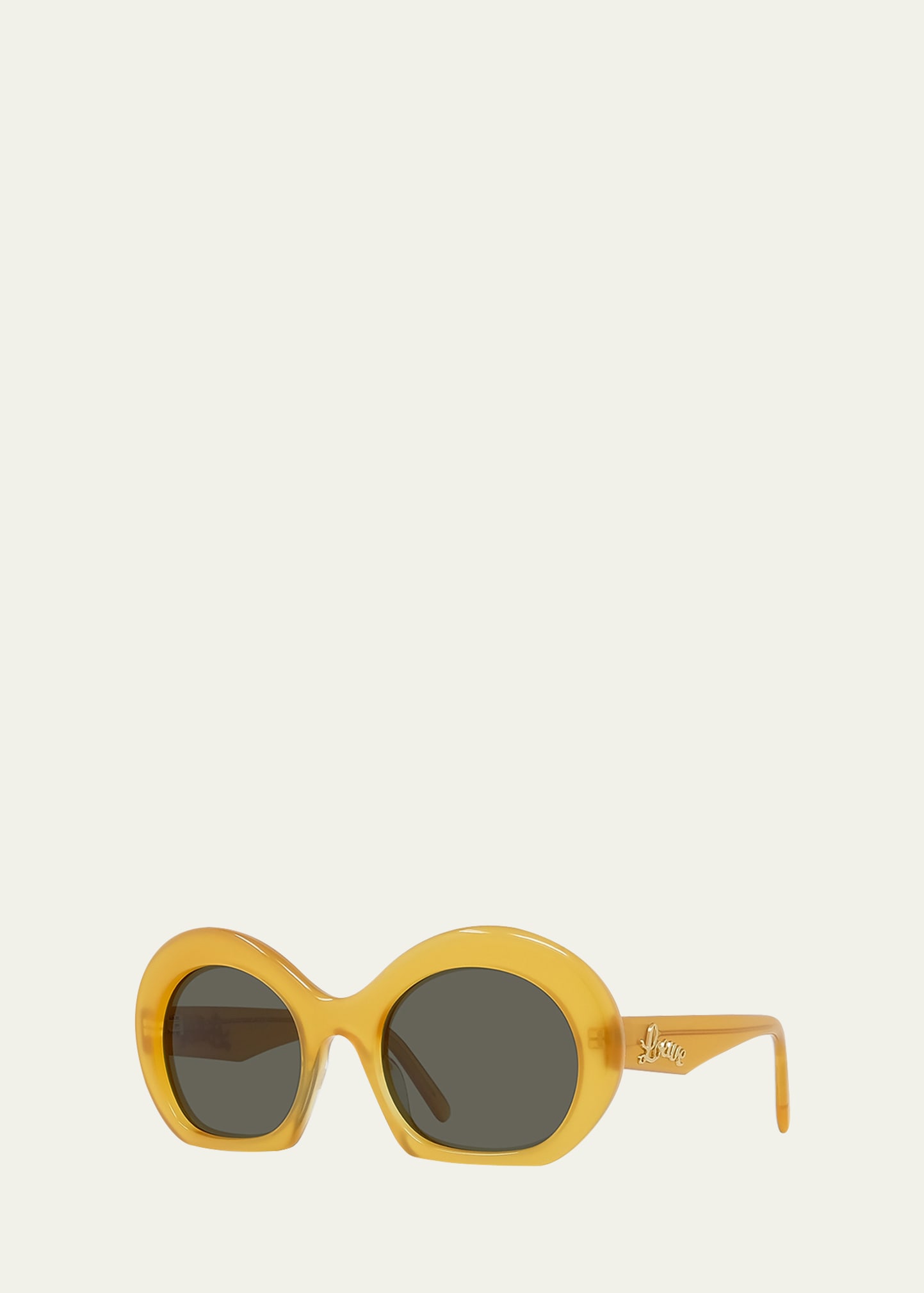 Loewe Logo Vintage Round Acetate Sunglasses In Shiny Yellow Gree