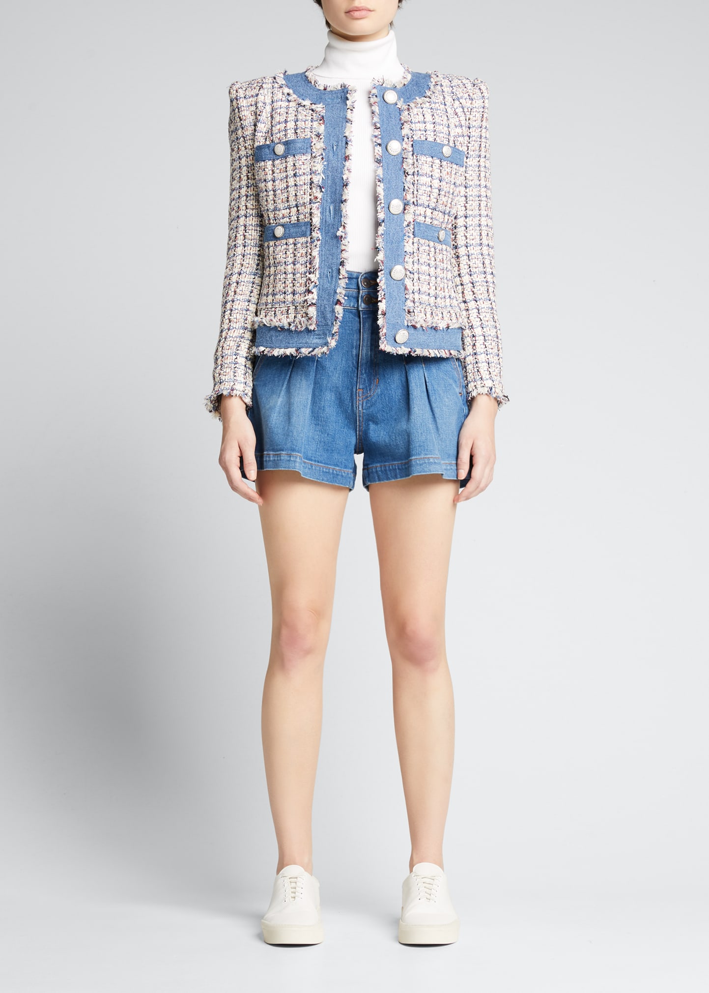 VERONICA BEARD JEANS JAYLEN PLEATED DENIM SHORTS