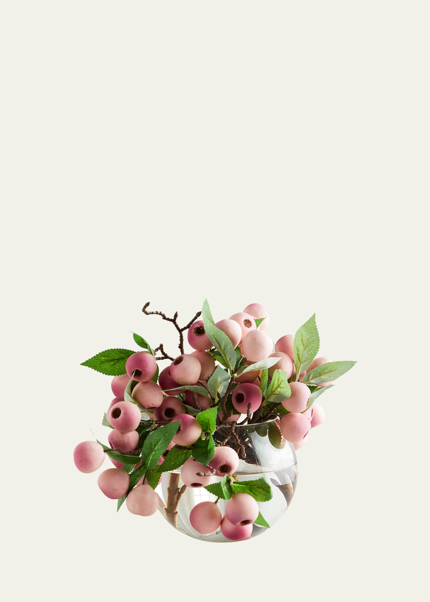 John-richard Collection Balausta Berries 8" Faux Floral Arrangement In Glass Bowl In Pink