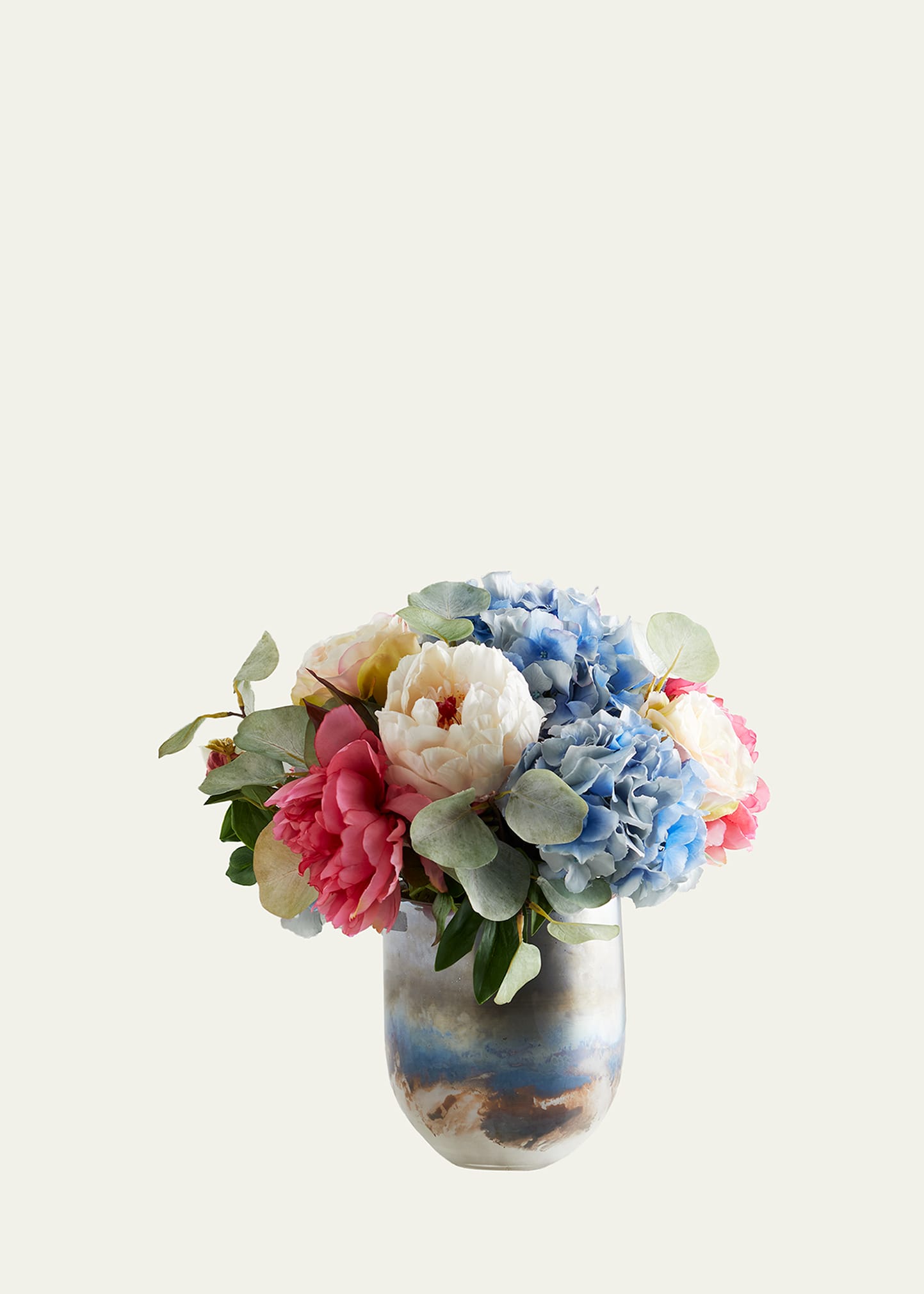 Blushing Ocean 15" Faux Floral Arrangement in Mercury Glass Vase