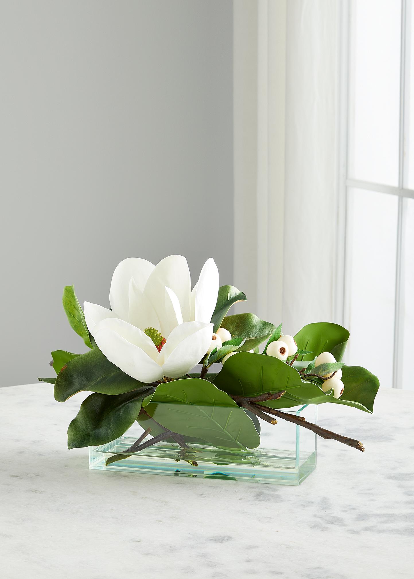 John-richard Collection Figs And Magnolia Faux-floral Arrangement In White