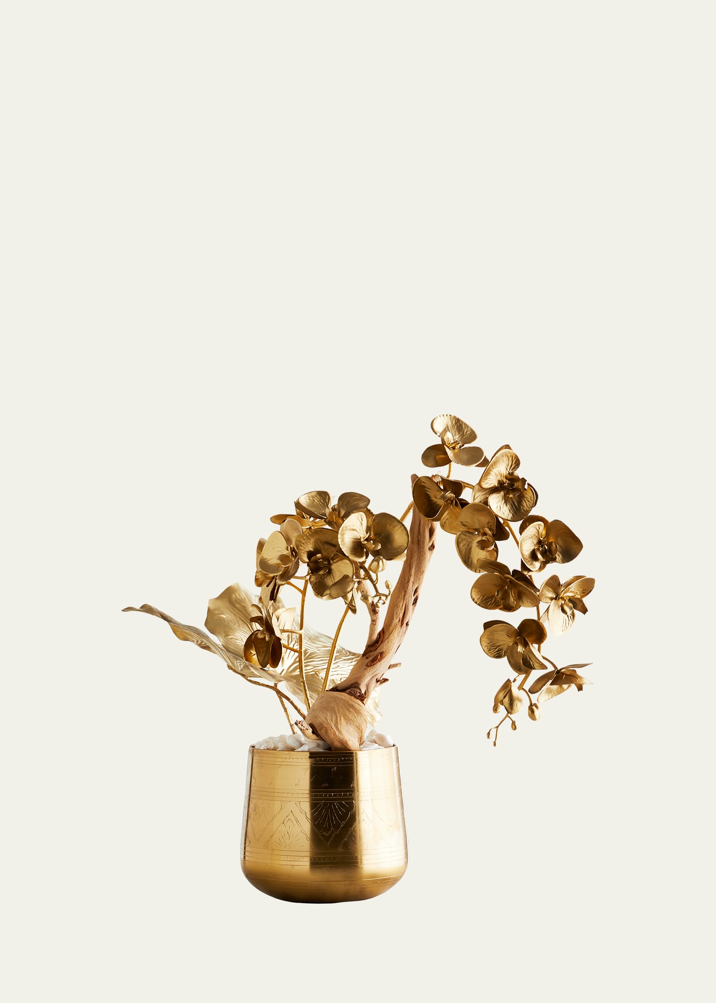Shop John-richard Collection Golden Lotus 27" Faux Florals In Gold Glass Vase