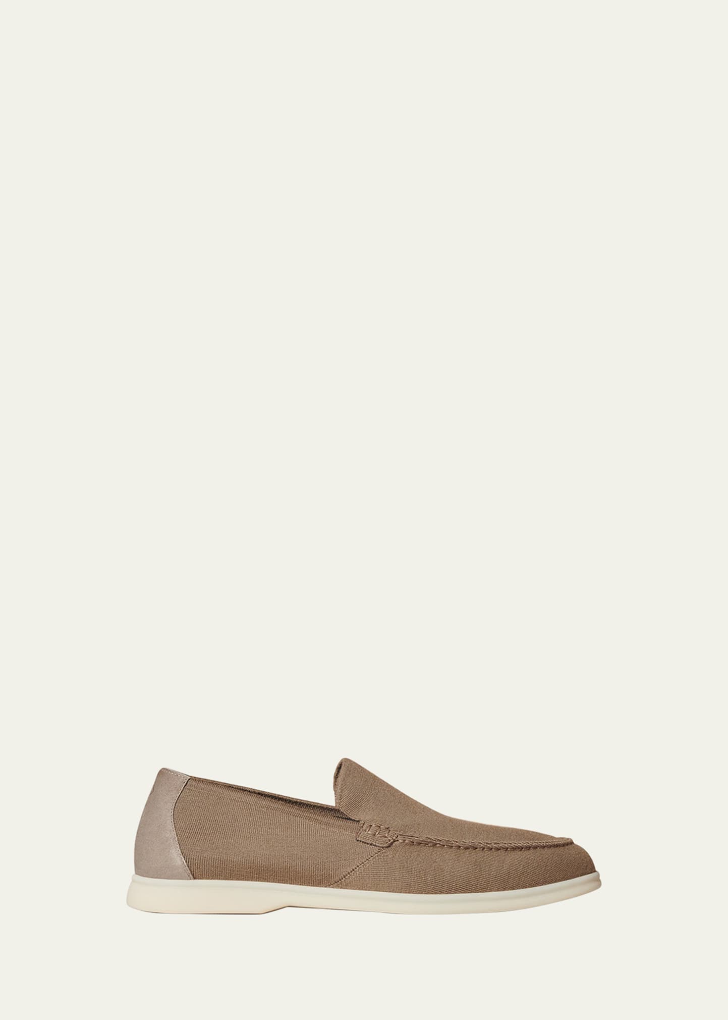 Loro Piana Men's Summer Knitted Walk Wool Loafers In Marrone