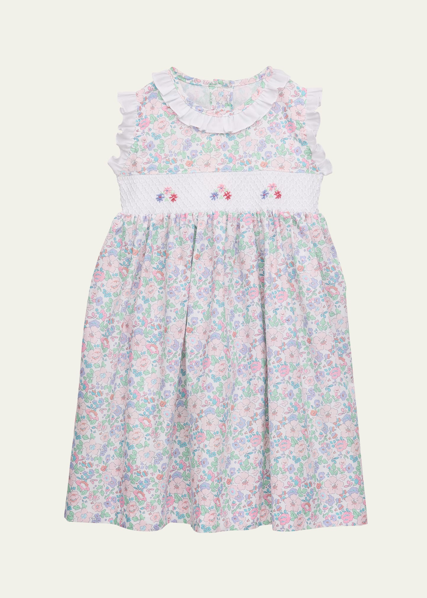 Girl's Cherry Embroidered Collared Dress, Size 12M-10