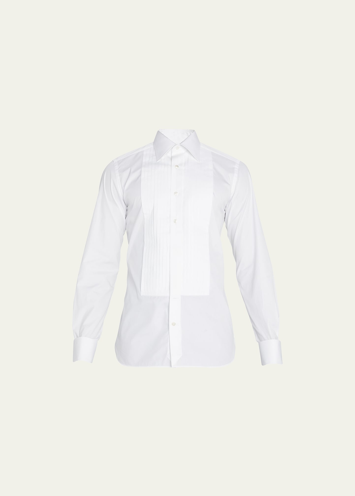 Tom Ford Pleated Front Shirt Buttoned Cuffs In White