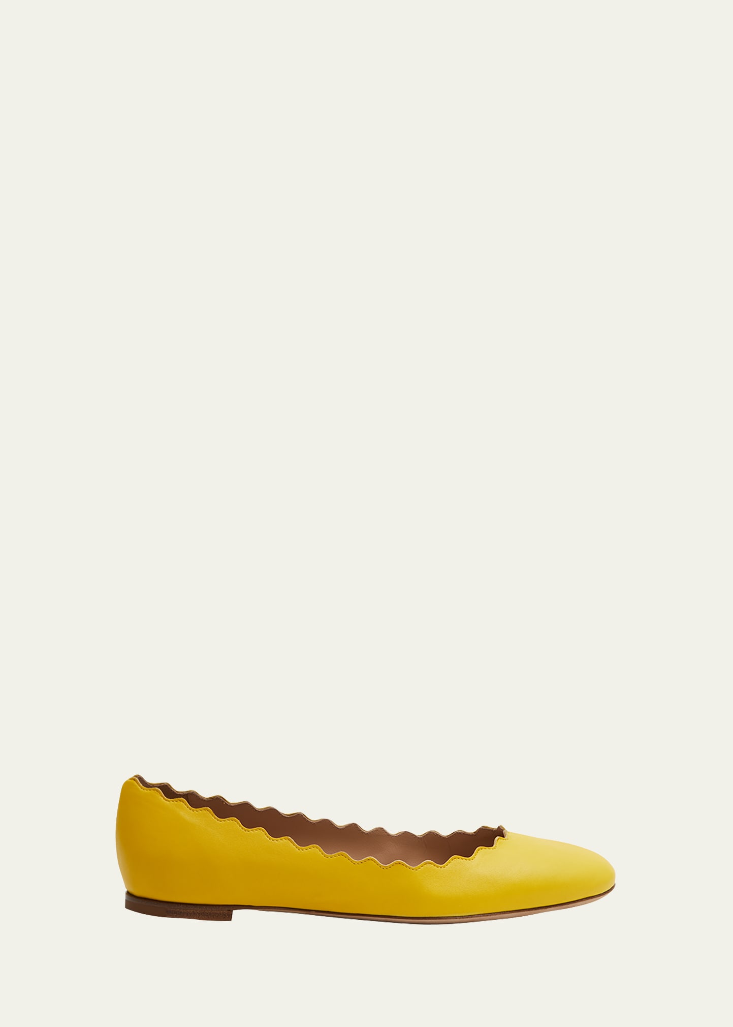 Chloé Lauren Scalloped Leather Ballet Flats In Citrus Yellow
