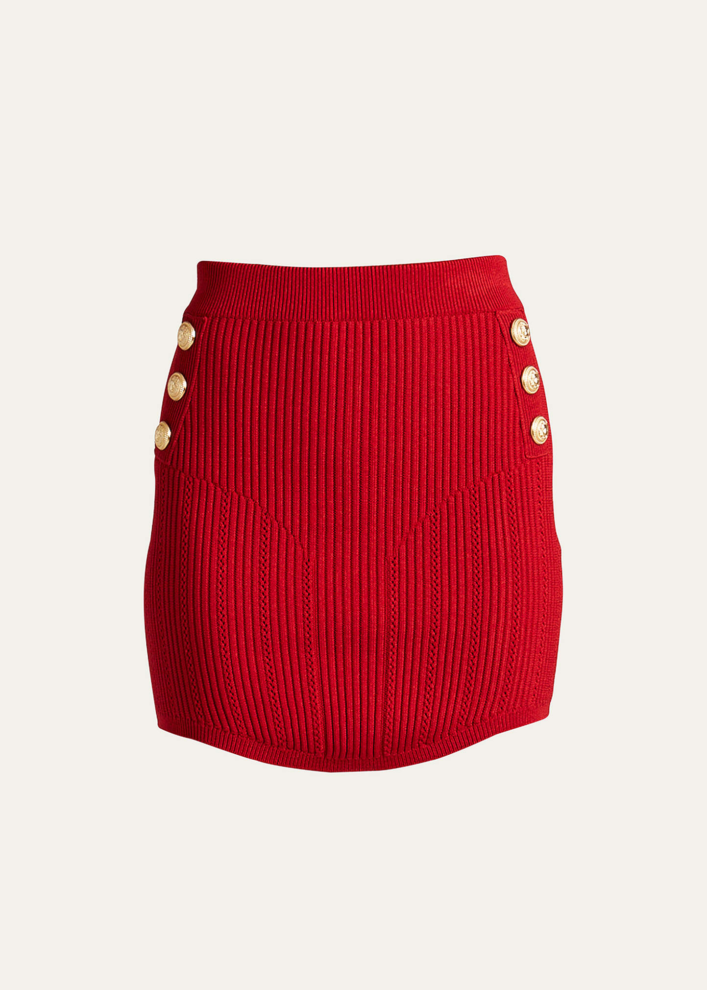 Balmain Ribbed 6-Button Mini Skirt