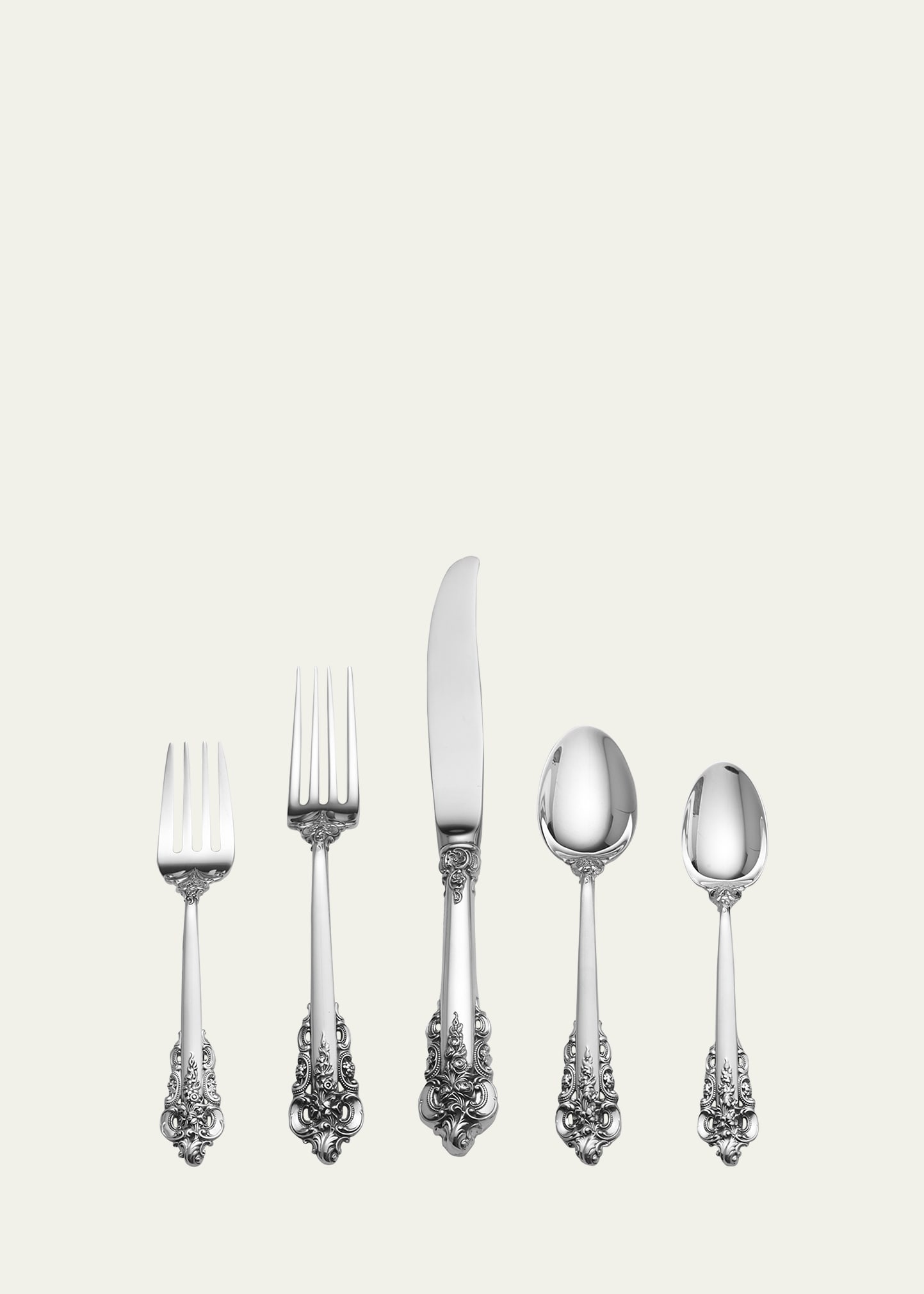 Wallace Silversmiths Grande Baroque 5-piece Dinner Setting In Silver