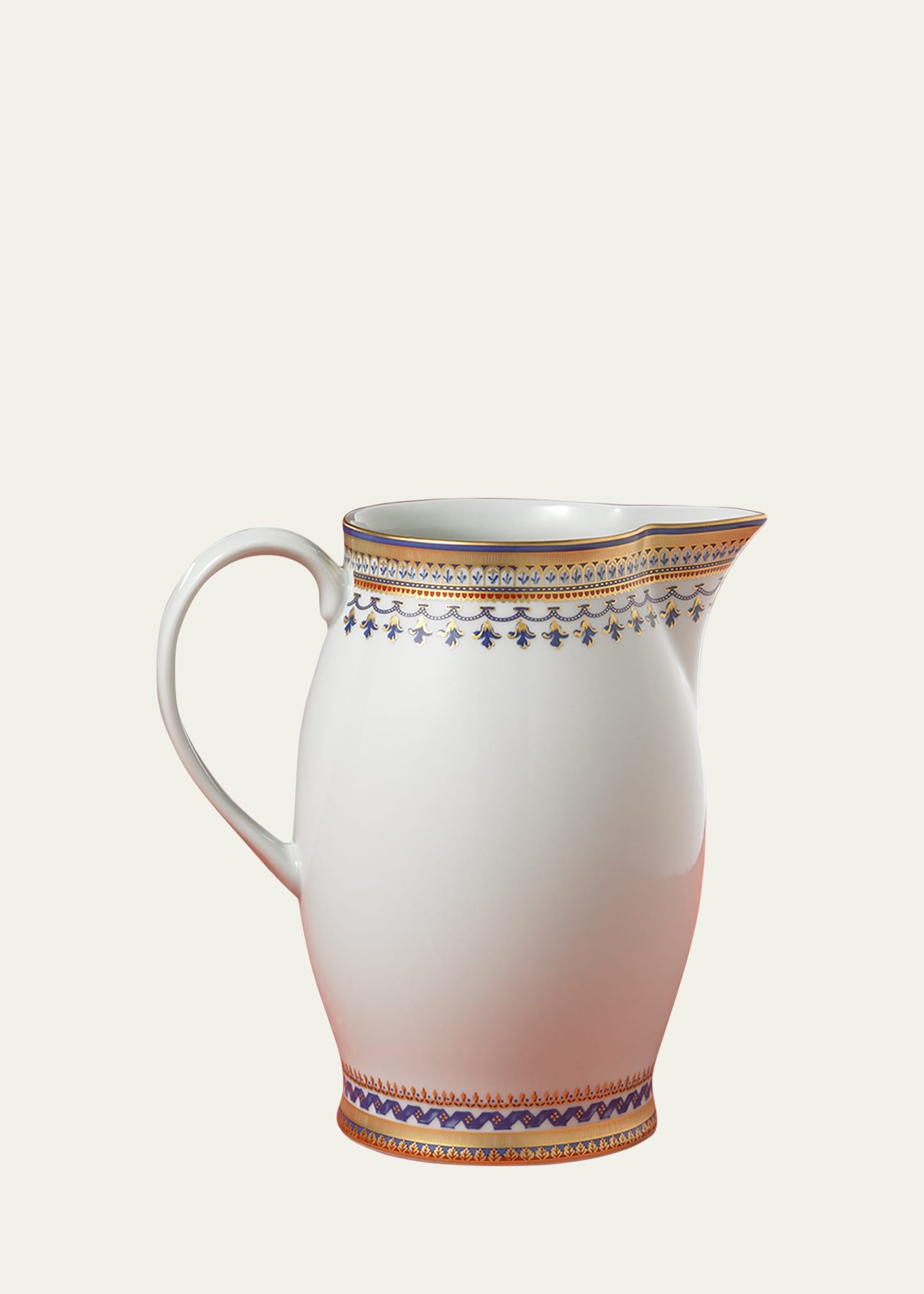 Mottahedeh Chinoise Blue Pitcher In White