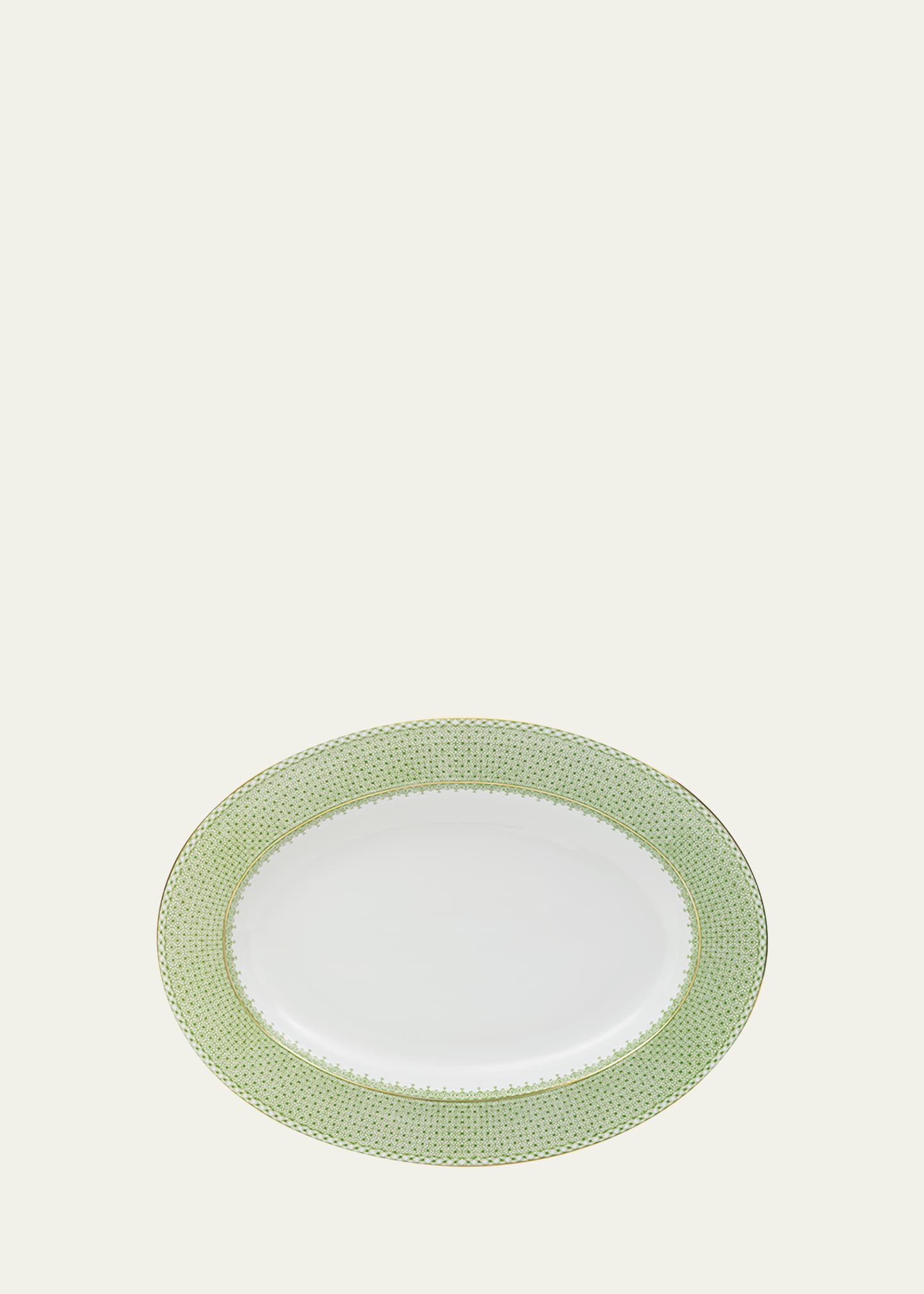 Mottahedeh Apple Lace Oval Platter In Lt. Green