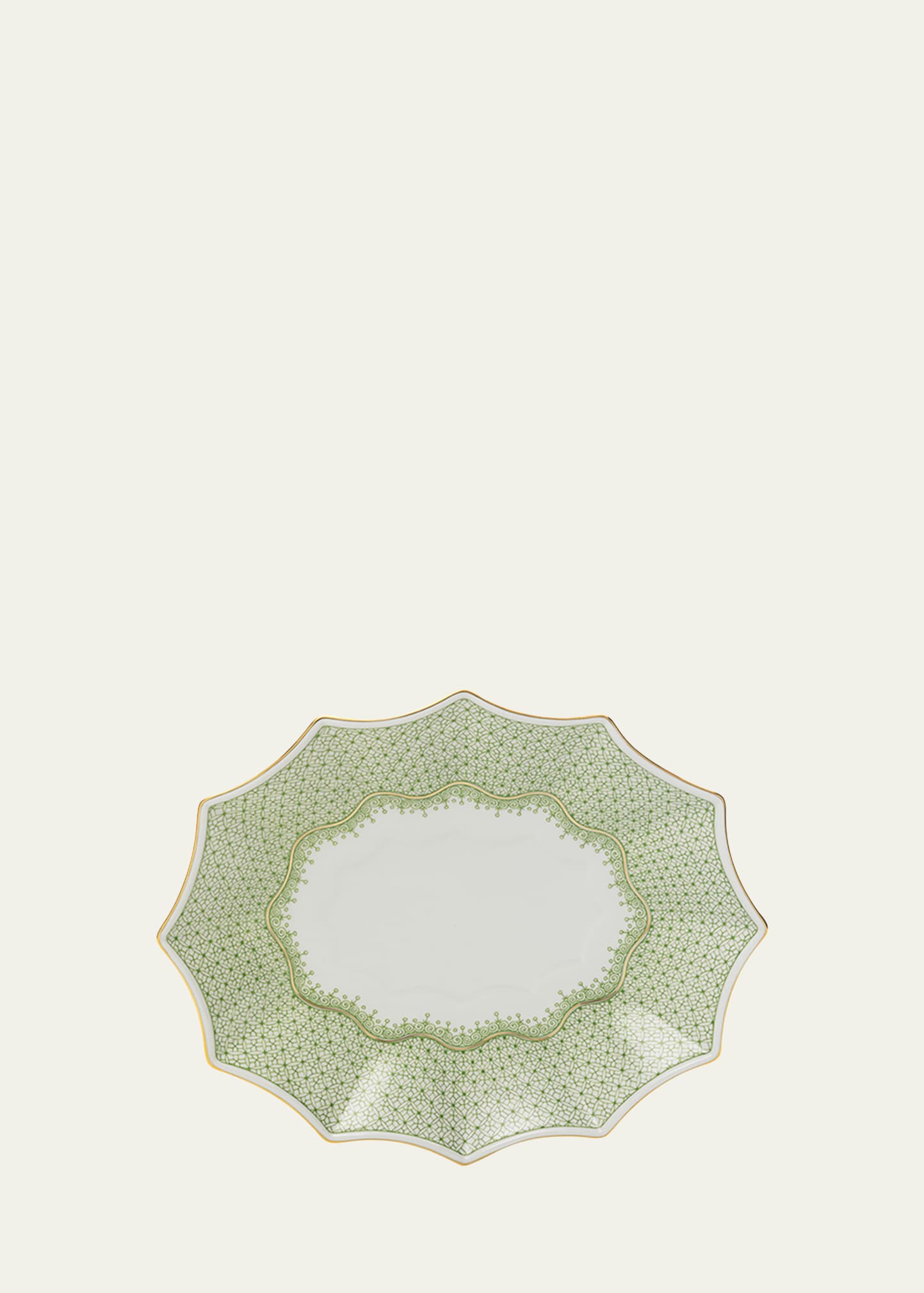 Mottahedeh Apple Lace 12-sided Lobed Medium Tray In Lt. Green