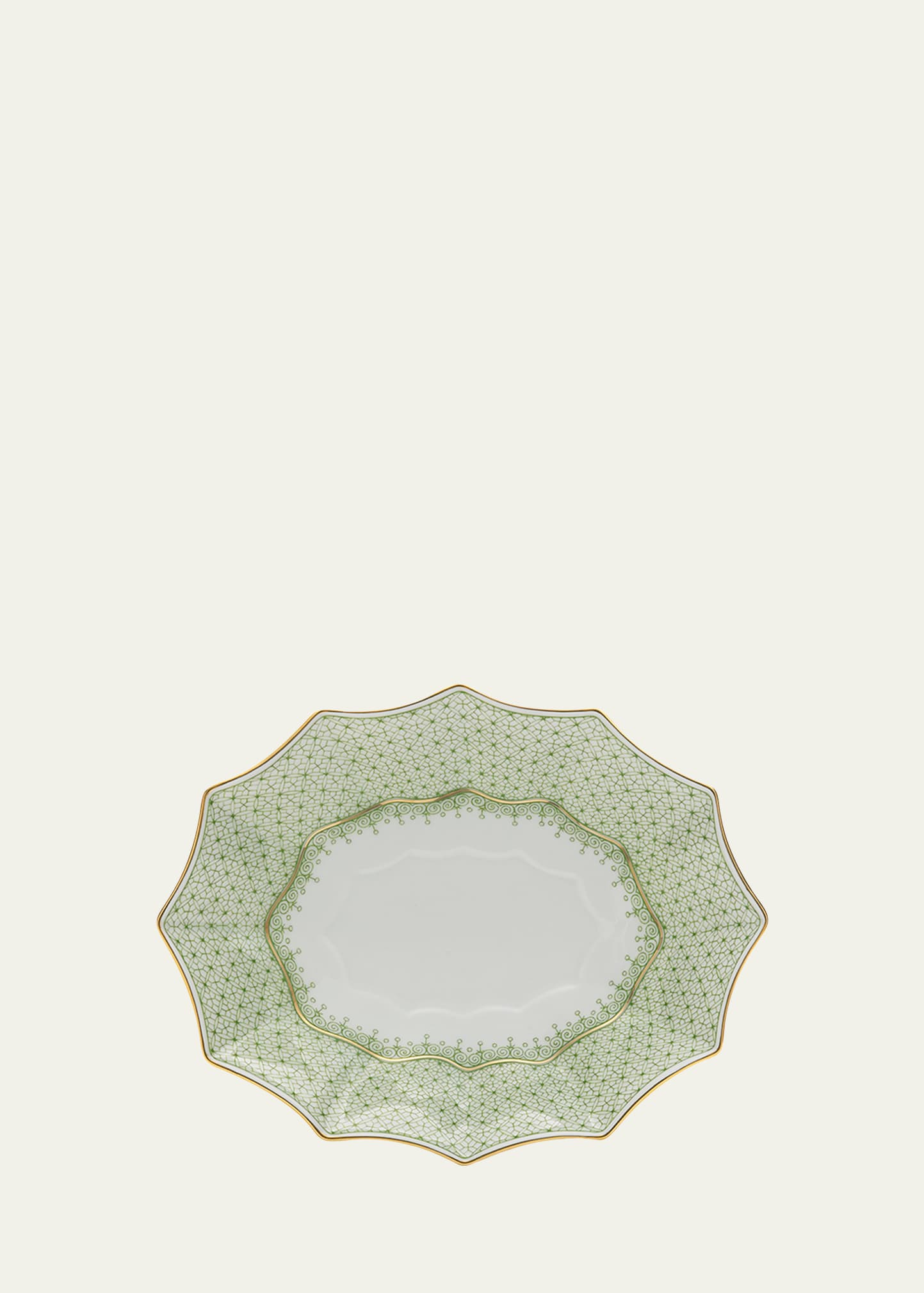 Mottahedeh Apple Lace 12-sided Lobed Large Tray In Lt. Green