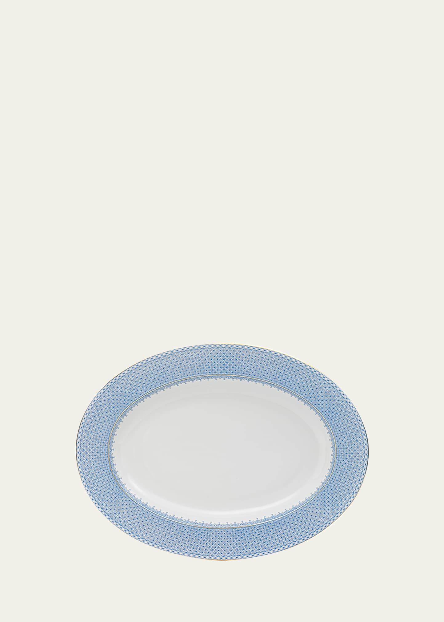 Mottahedeh Cornflower Lace Oval Platter In Blue