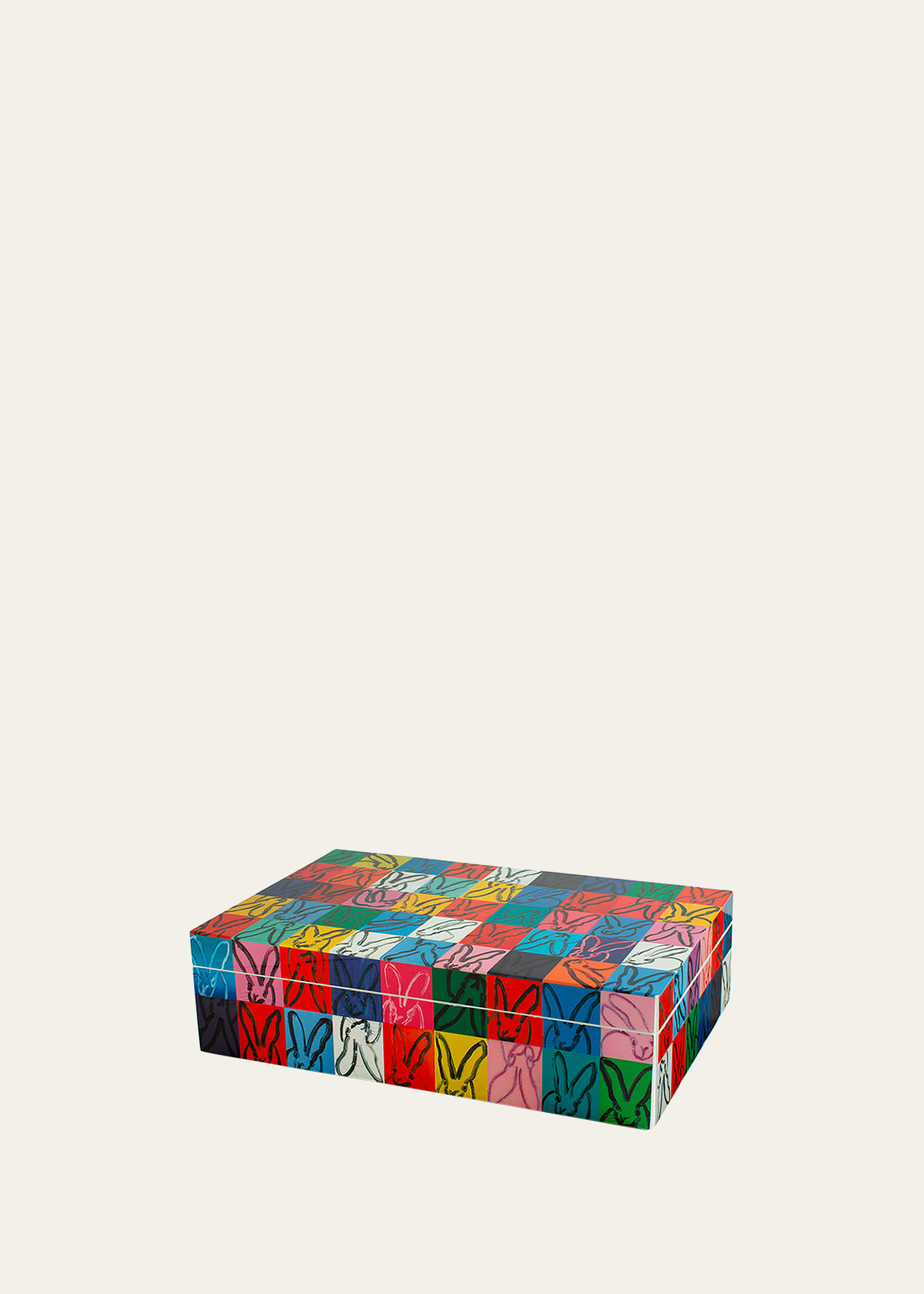 Hunt Slonem Rabbit Rabbit Lacquer Box In Multi