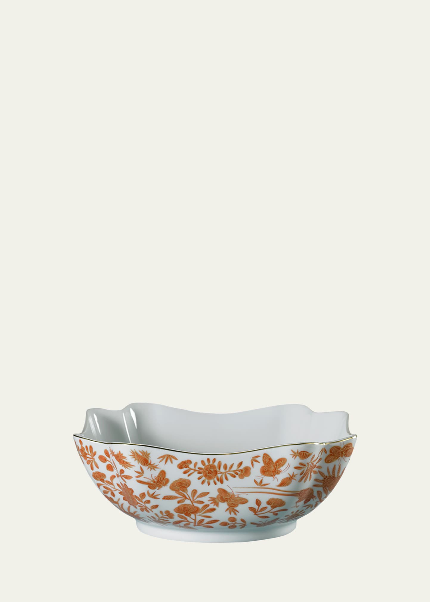 Mottahedeh Sacred Bird & Butterfly Square Large Bowl In Orange