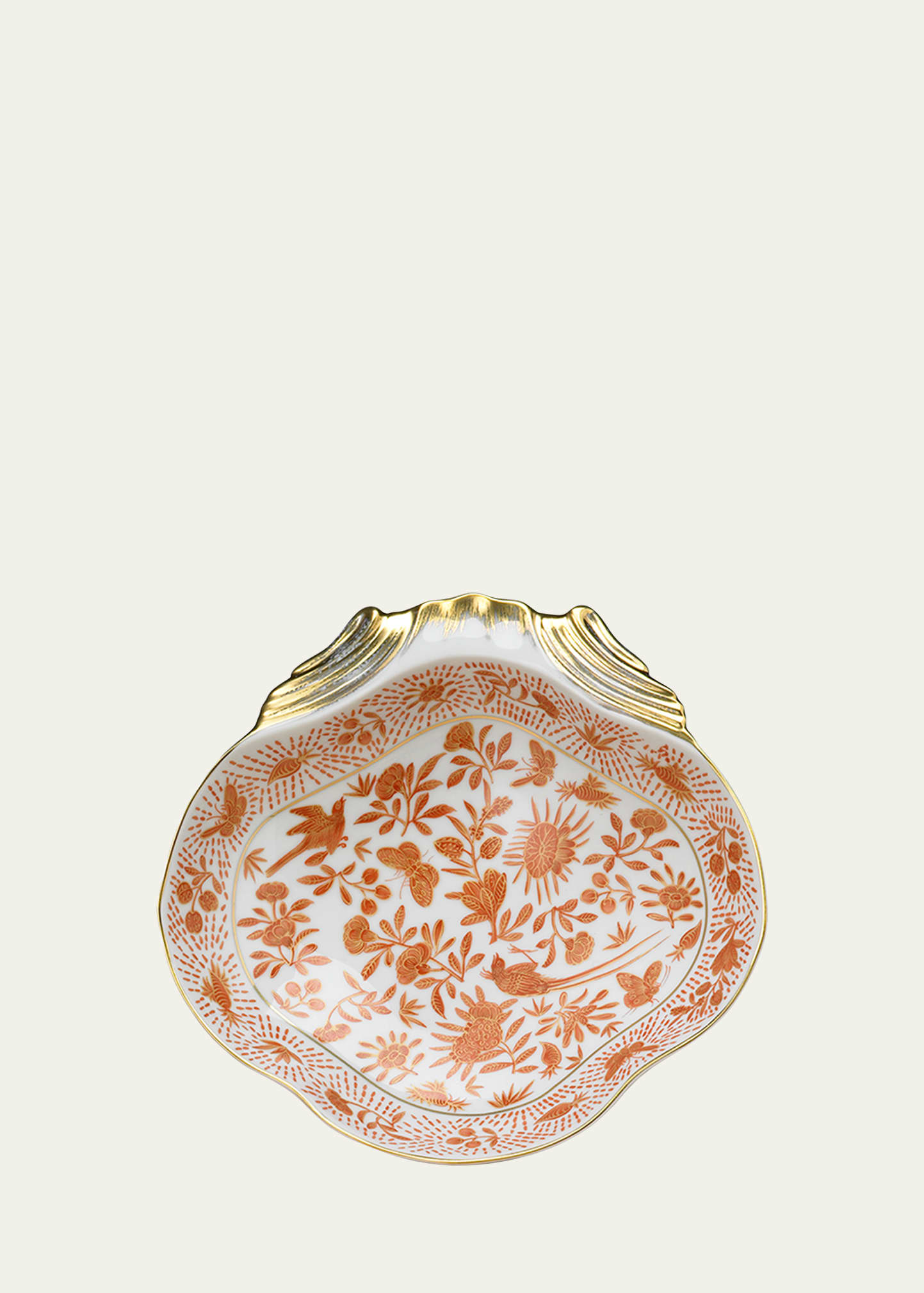 Mottahedeh Sacred Bird & Butterfly Shell Dish In Orange