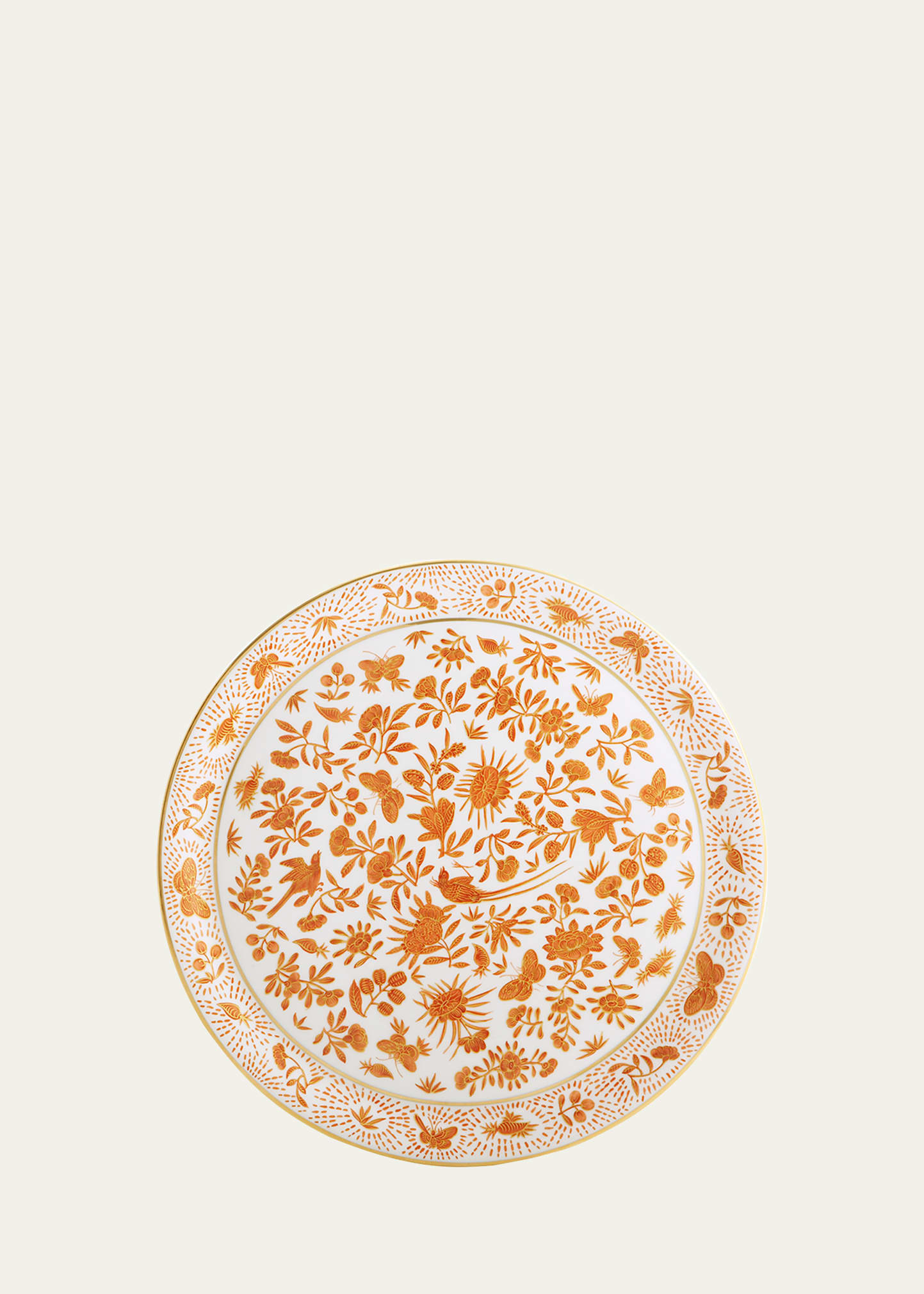 Mottahedeh Sacred Bird & Butterfly Cake Plate In Orange