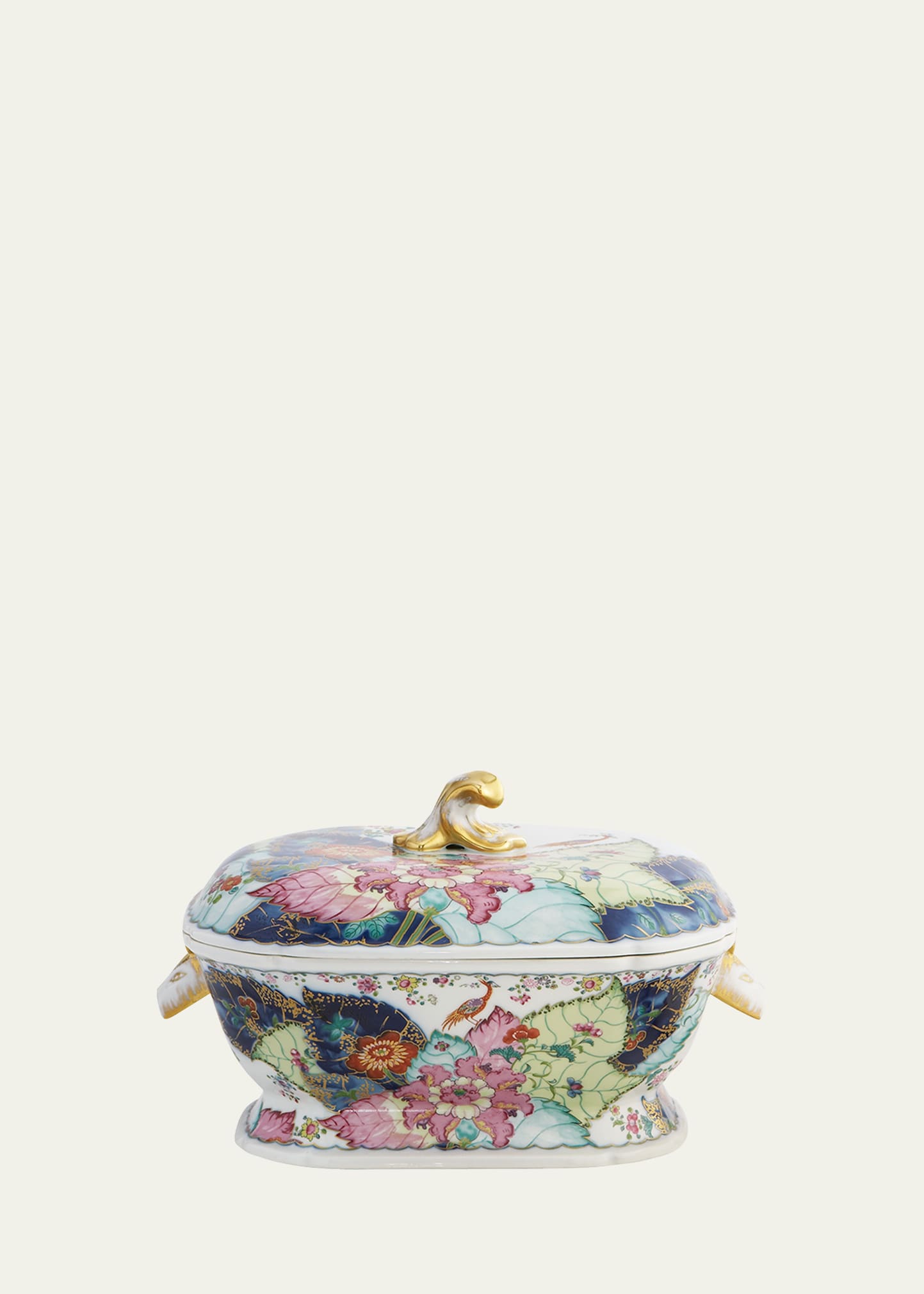Mottahedeh Tobacco Leaf Octagonal Soup Tureen In Multi