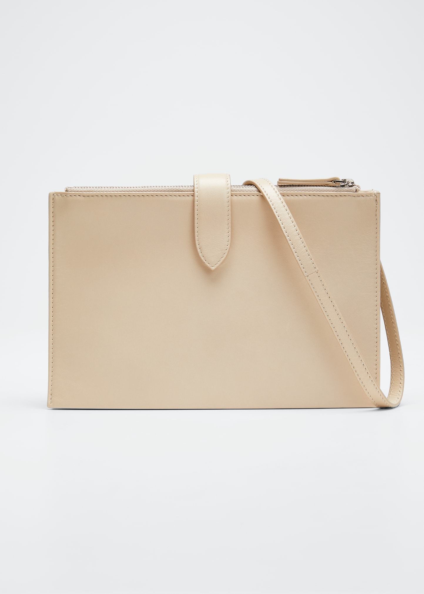 The Row Tasca Zip Crossbody Bag In Calf Leather In Bone Pld ModeSens