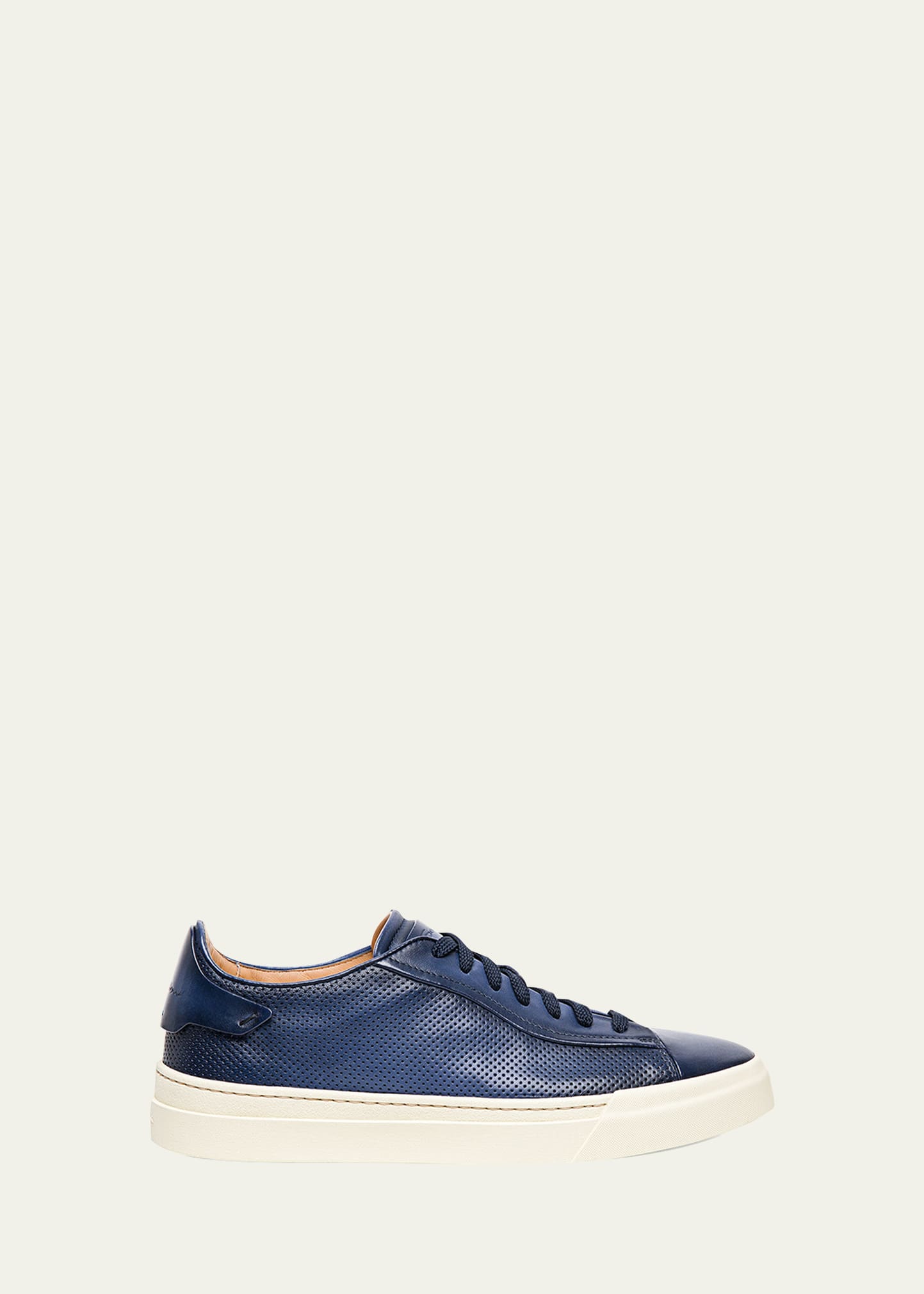 Shop Santoni Men's Ductin Perforated Low-top Sneakers In Blue
