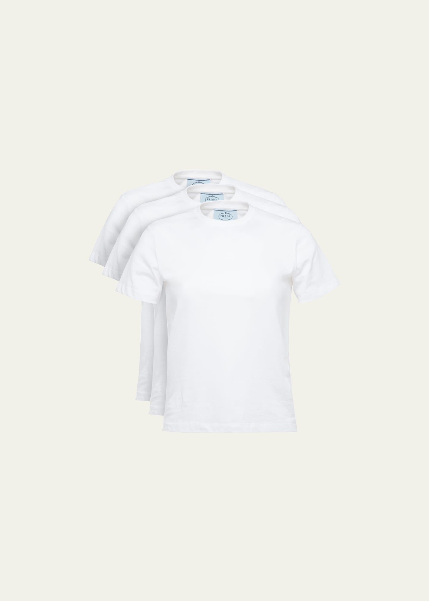 Prada 3-pack Crew-neck Jersey T-shirt In Bianco F0009