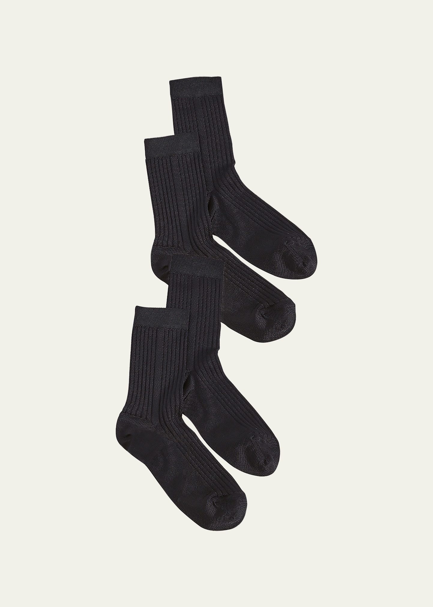 Shop Stems Silky Rib-knit Crew Socks 2-pack In Black Black