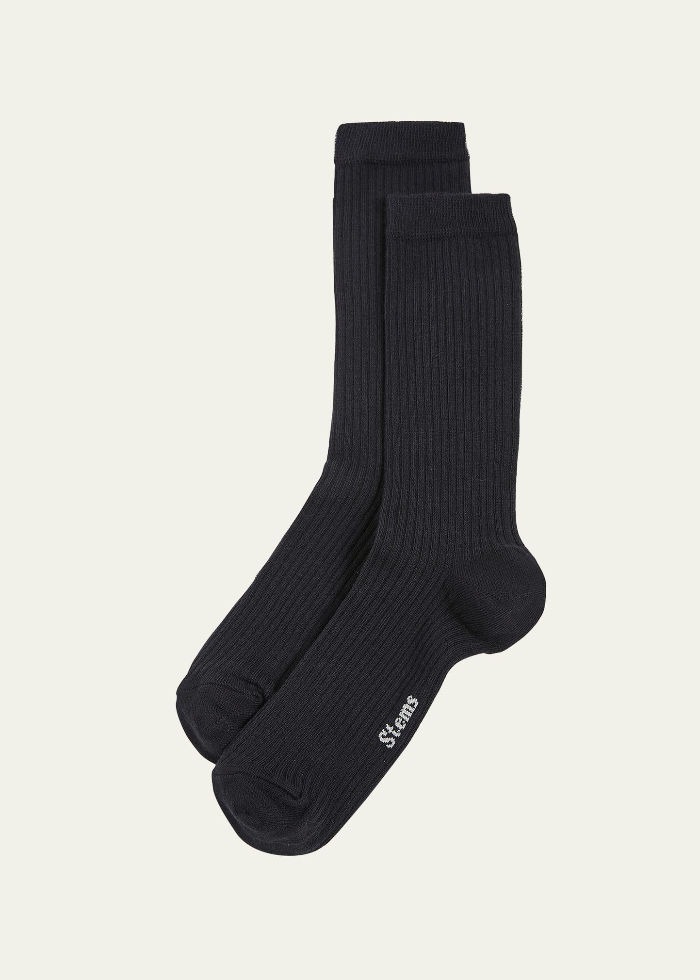 Shop Stems Cashmere-cotton Crew Socks In Black