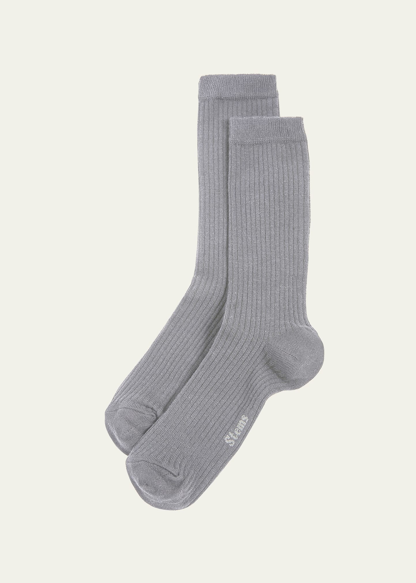 Stems Lola Cashmere Ribbed Crew Socks in Pink