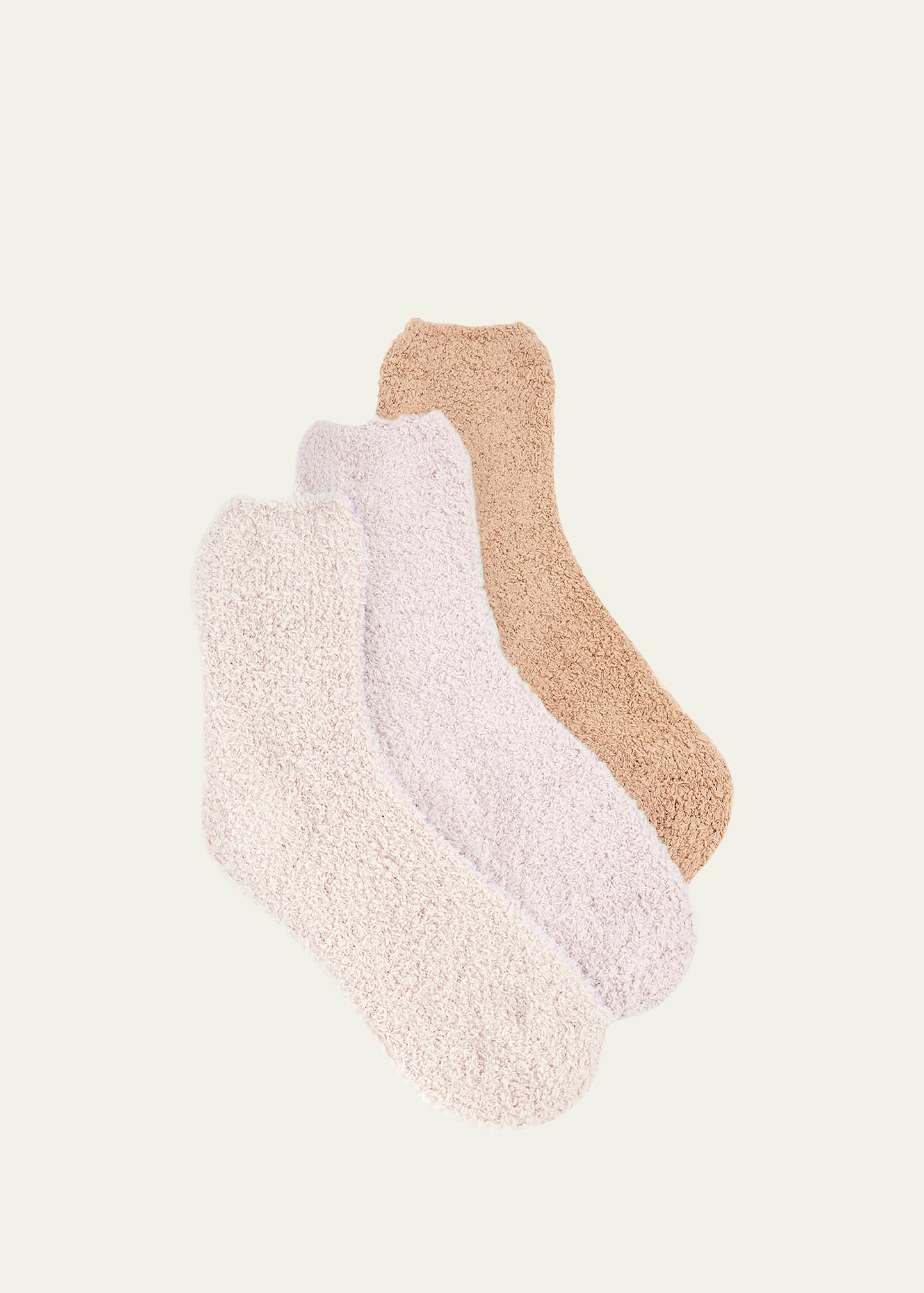 Stems Plush Ankle Socks 3-pack In Beige