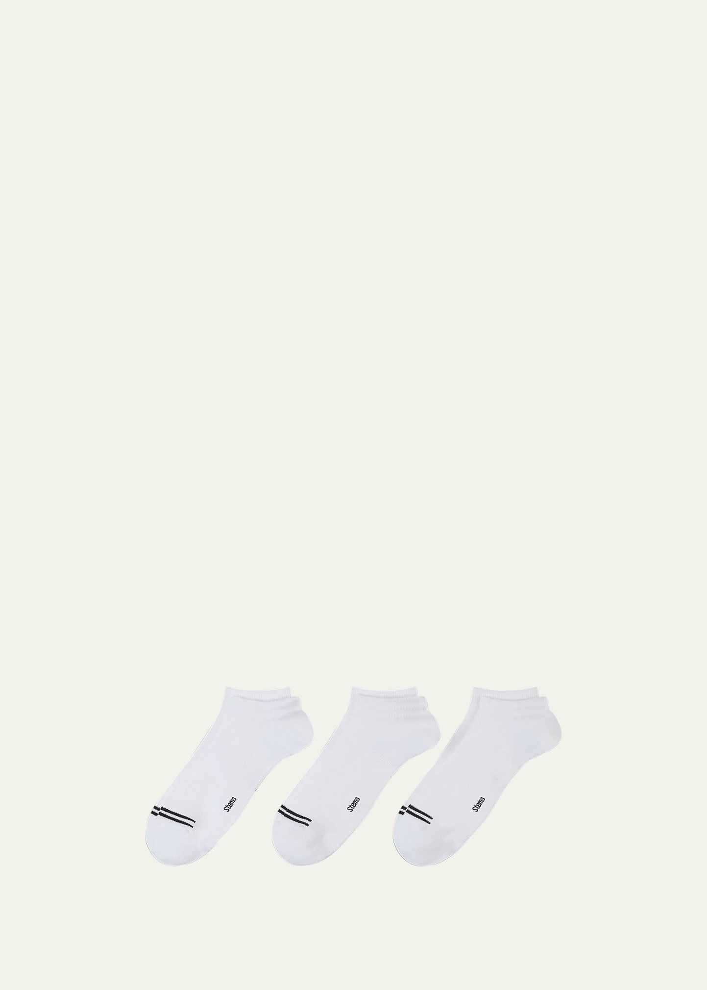 Stems Three Pack Training No Show Socks In White