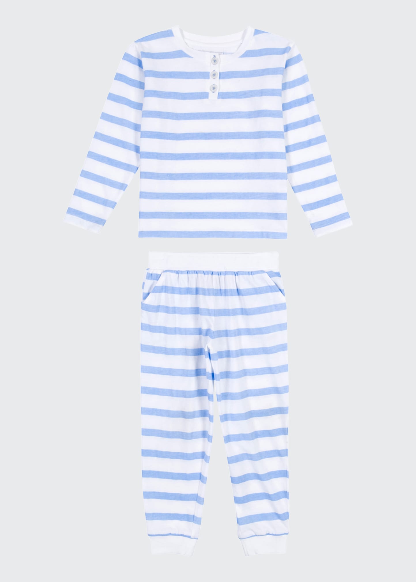 Sant And Abel Kids' Boy's Striped 2-piece Shirt & Pants Set In Blue