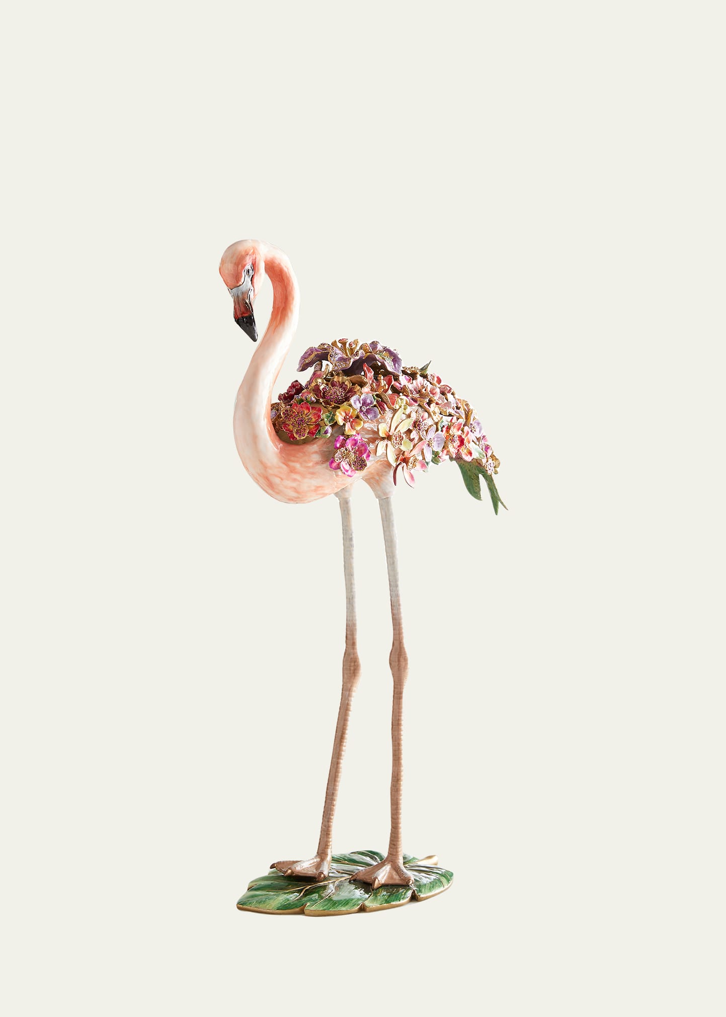 Jay Strongwater Flowery Flamingo Figurine In Multi