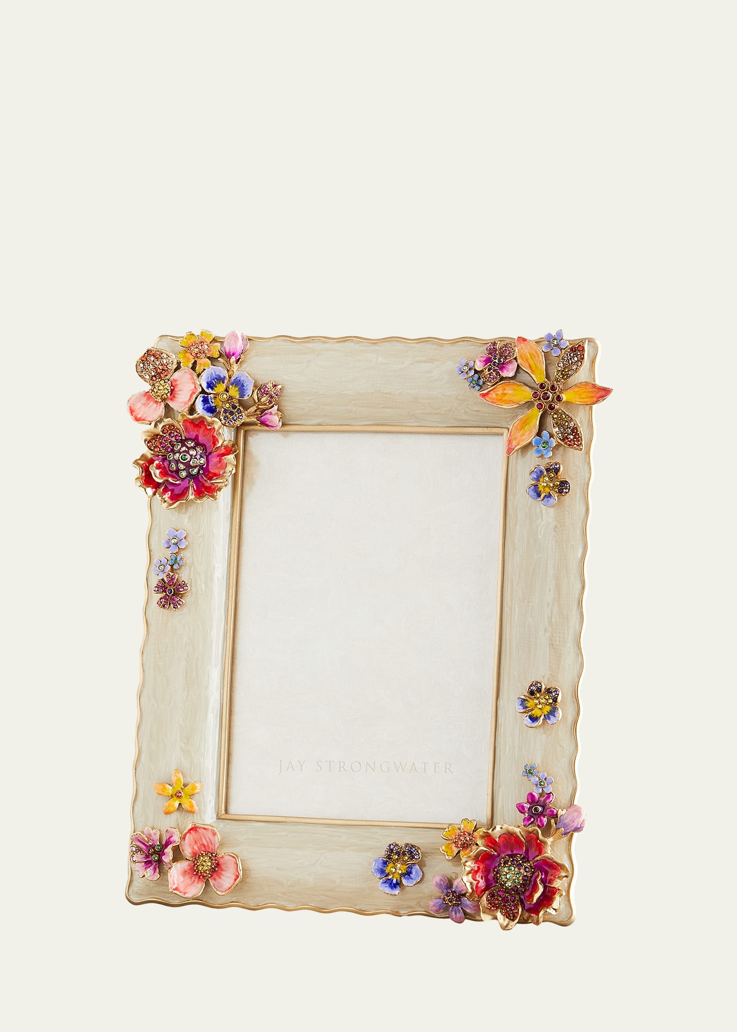 Shop Jay Strongwater 5" X 7" Flower Photo Frame In Multi