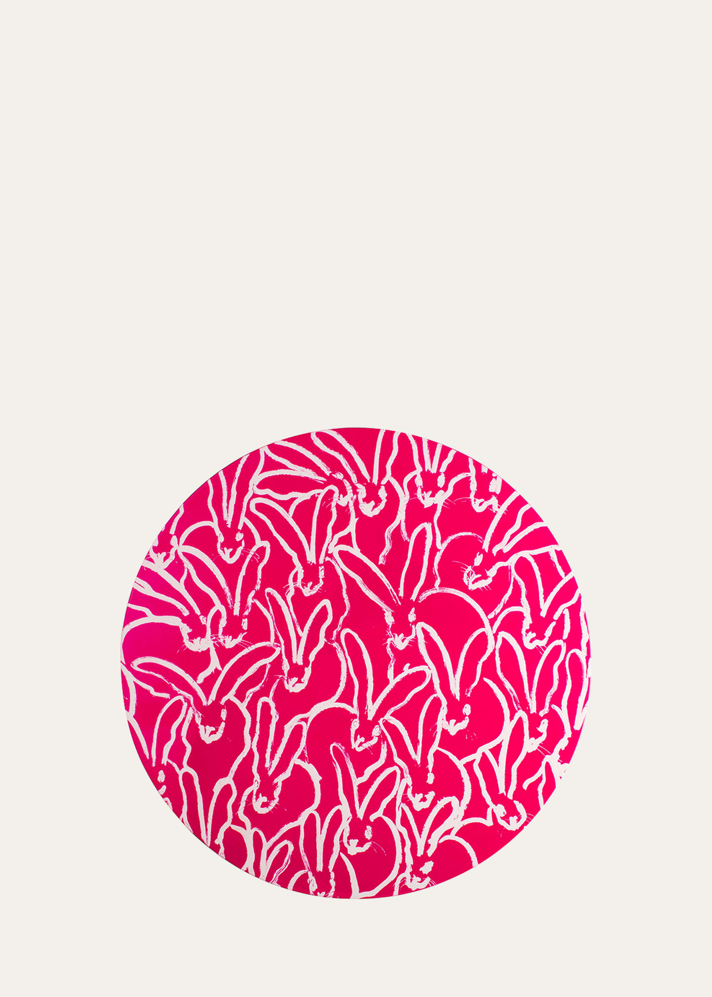 Hunt Slonem Rabbit Run Round Lacquer Placemat, Pink