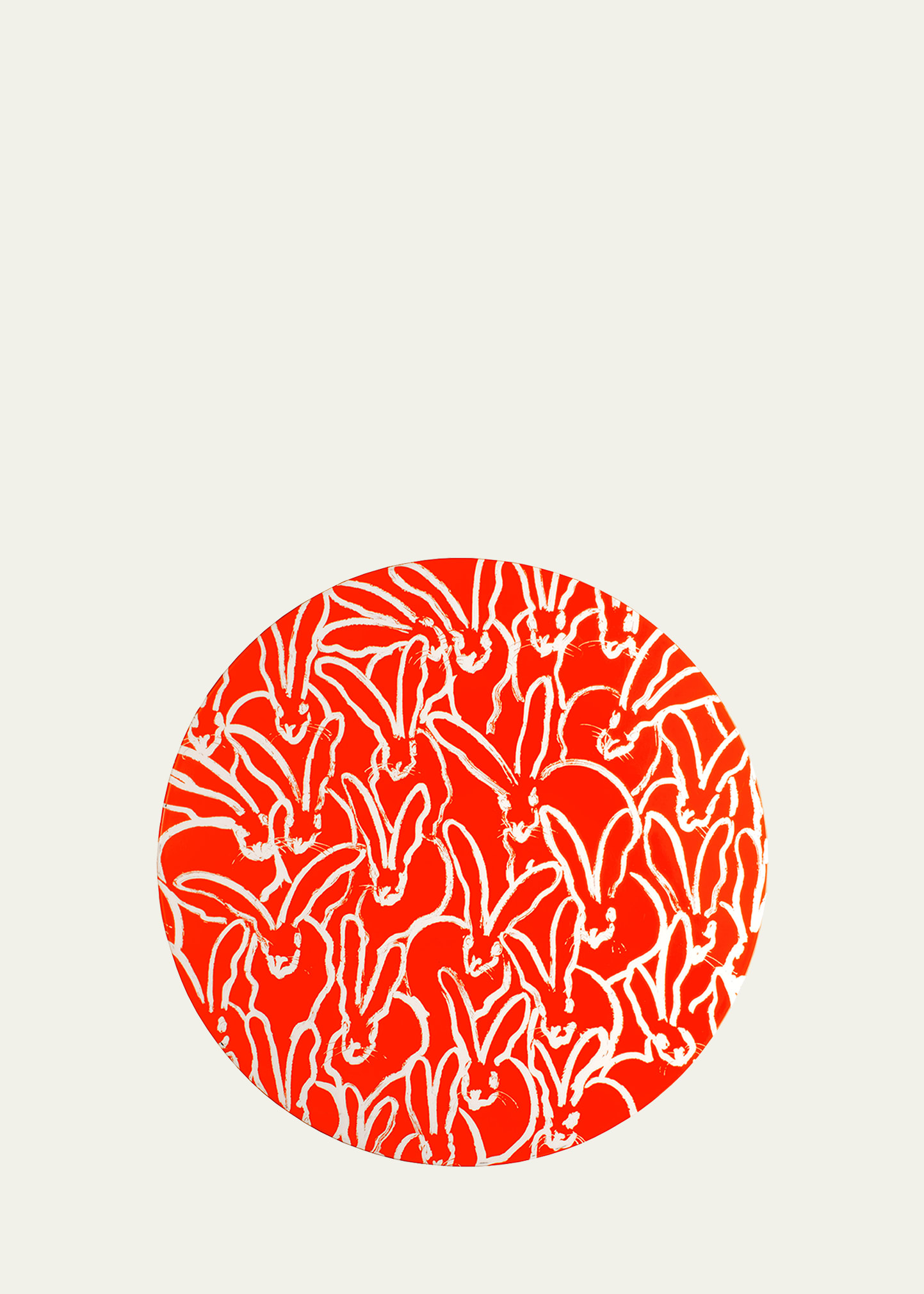 Hunt Slonem Rabbit Run Round Lacquer Placemat, Orange