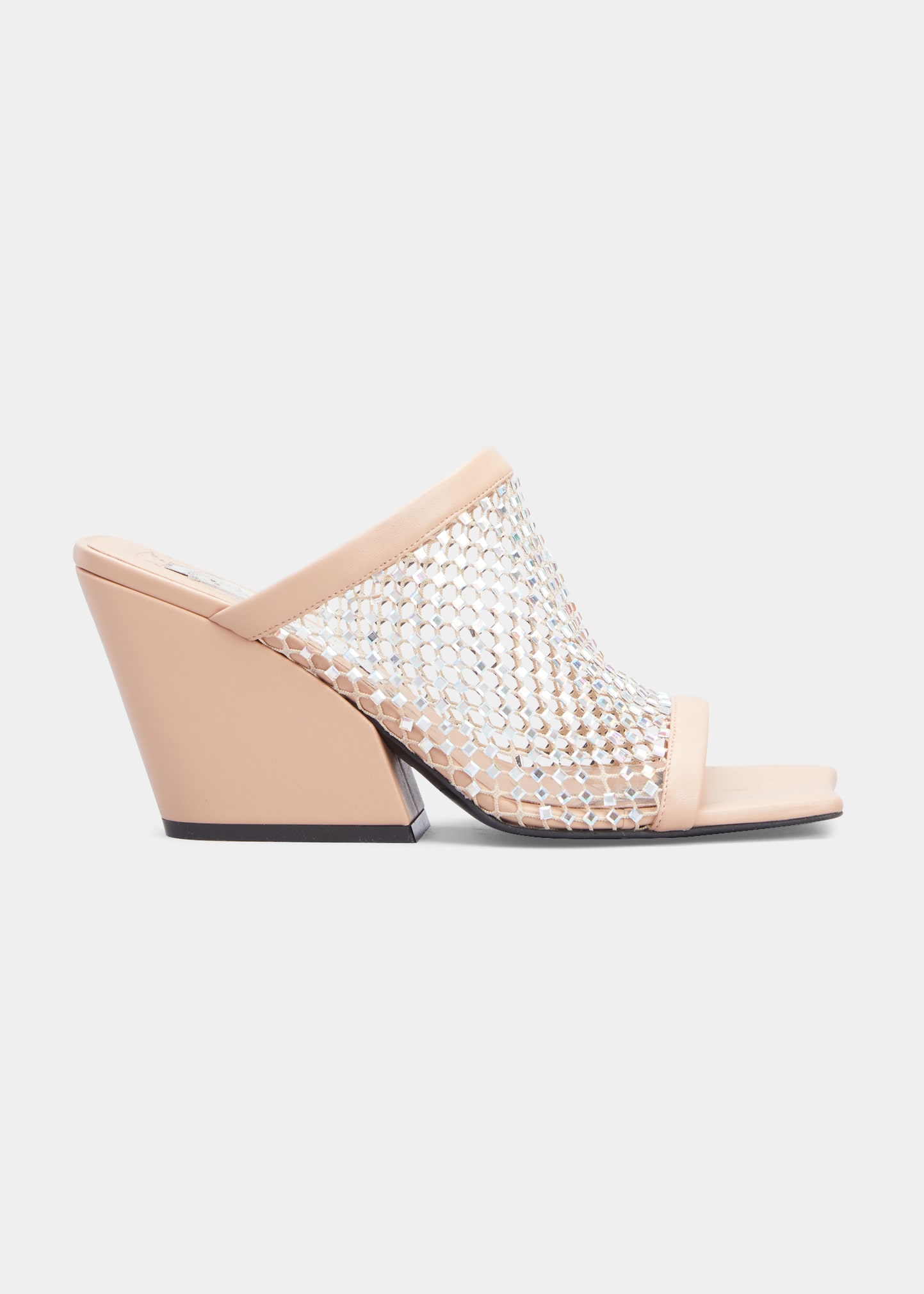 Stella Mccartney Crystal-embellished Mesh And Vegetarian Leather Mules In Pink