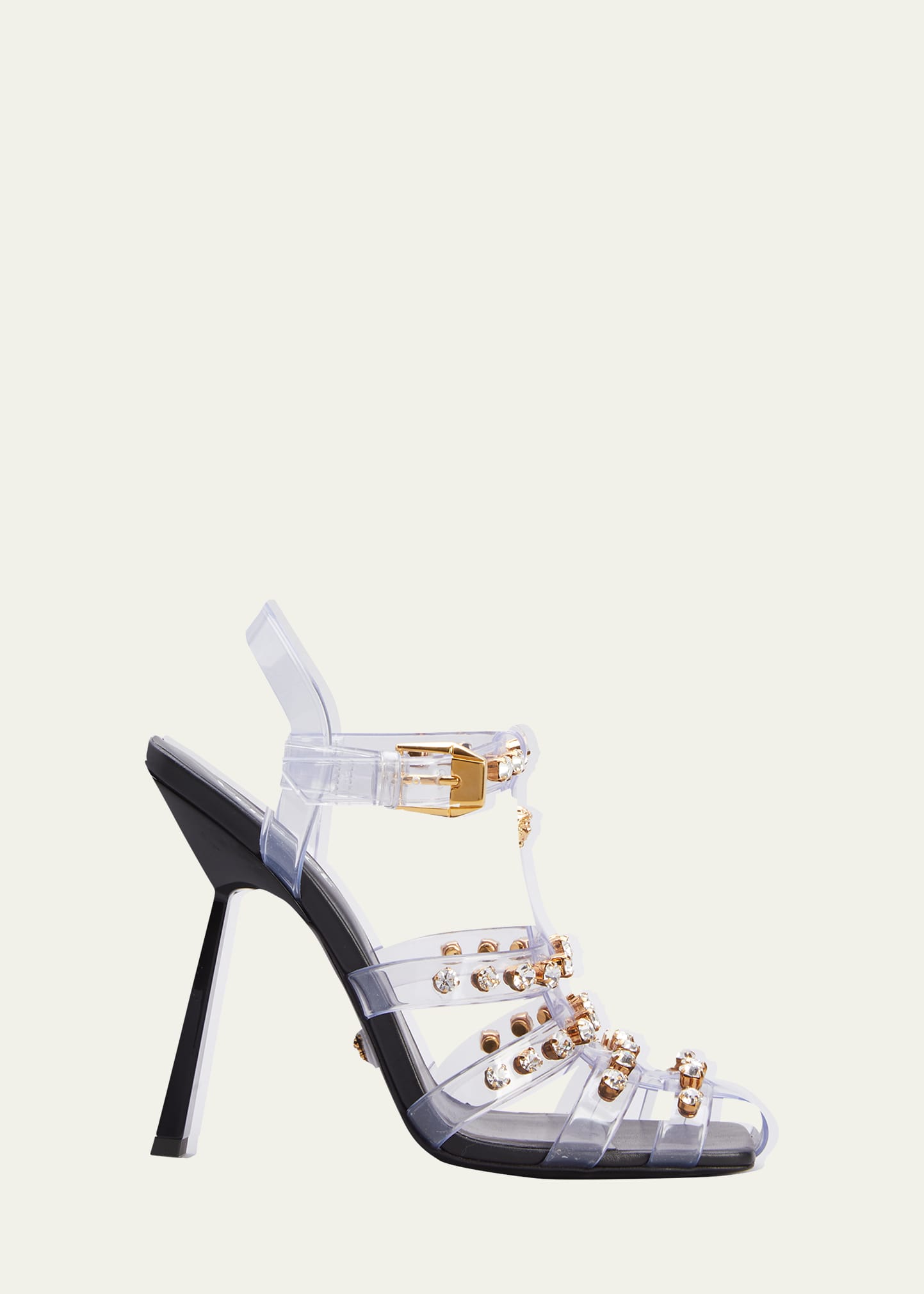 Versace Artifact Jeweled Caged Jelly Sandals