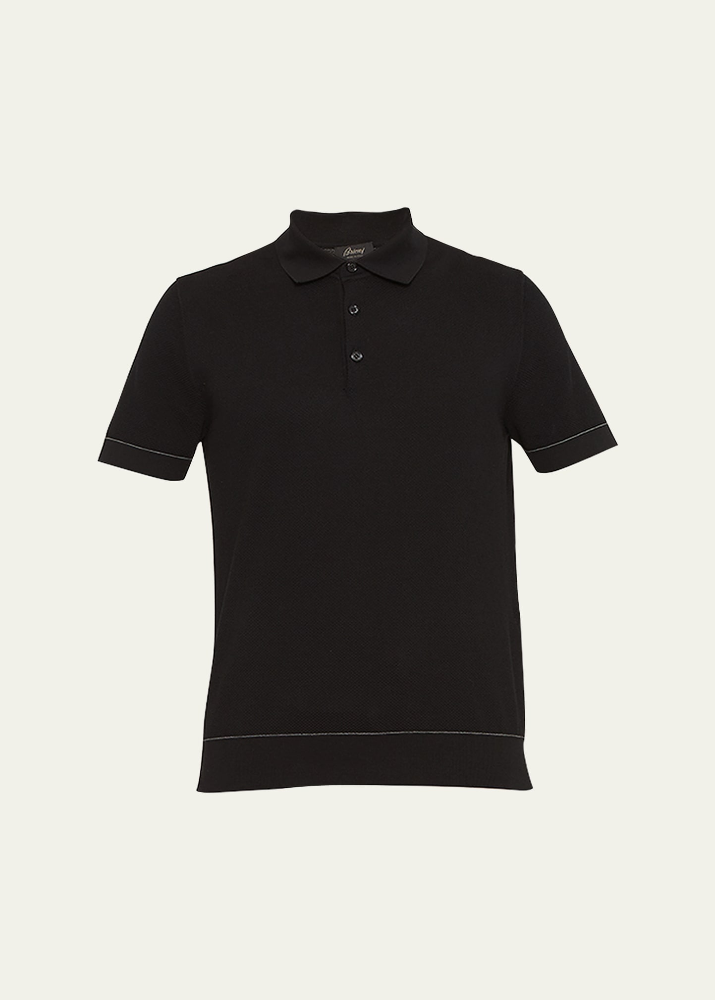 Brioni Men's Sea Island Polo Shirt In Black