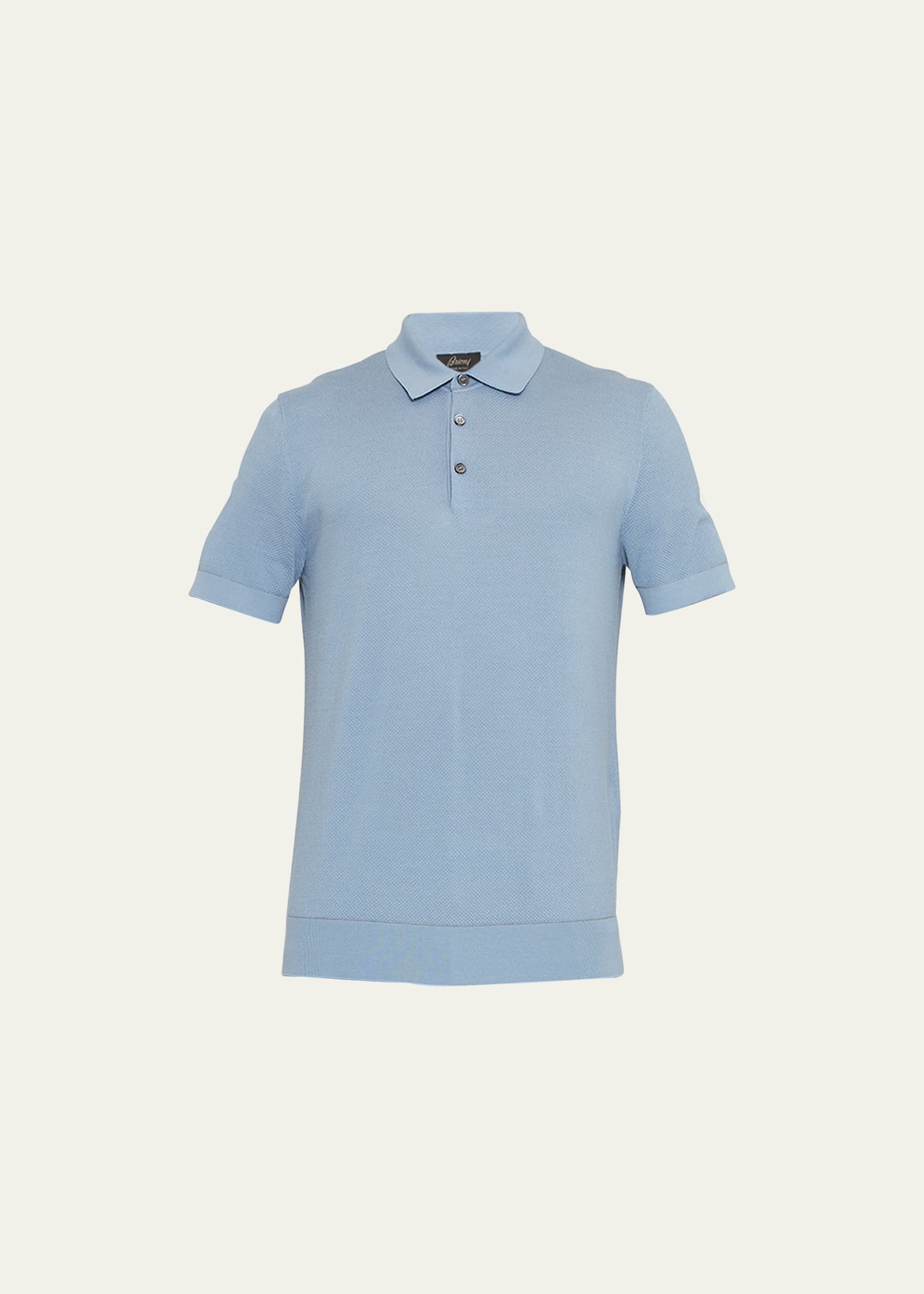 Brioni Men's Sea Island Polo Shirt In Bluette