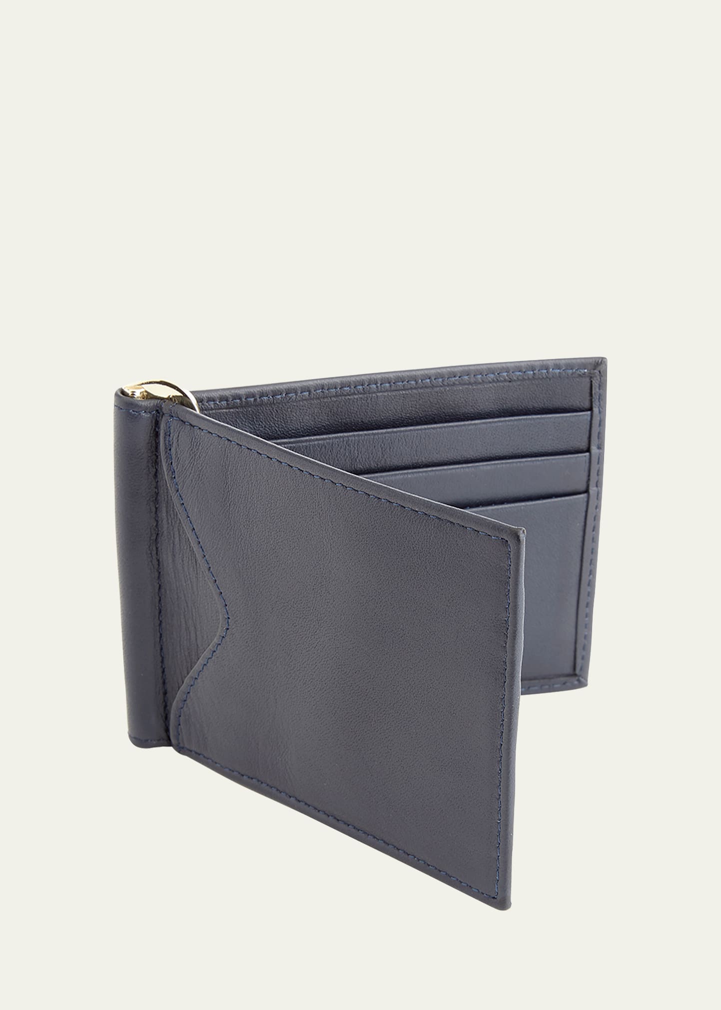 Royce New York Personalized Leather Rfid-blocking Money Clip In Navy Blue