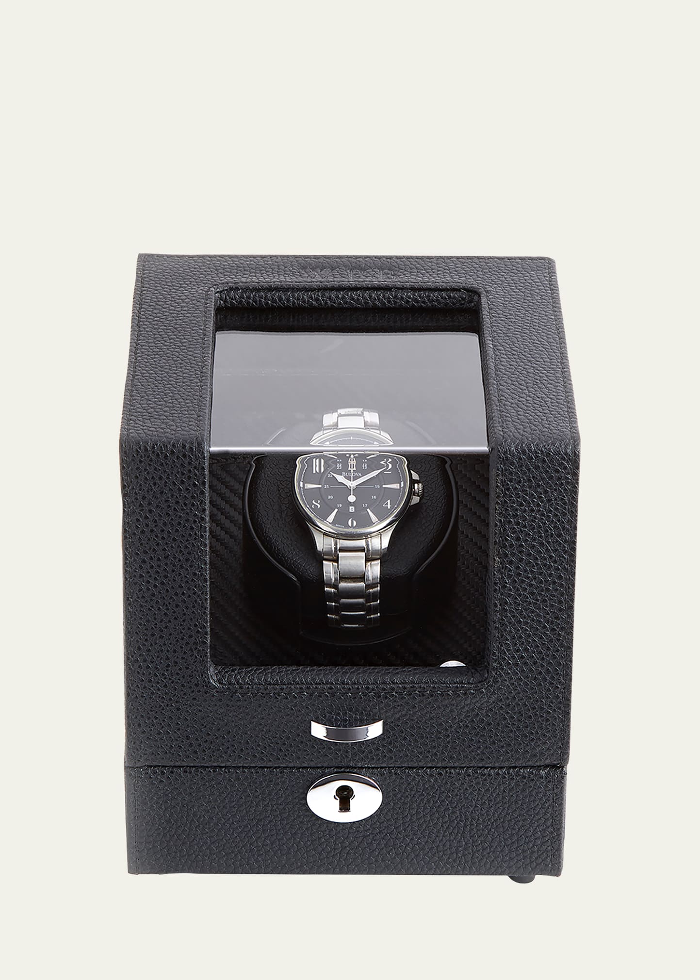 Royce New York Personalized Leather Single Watch Winder In Black