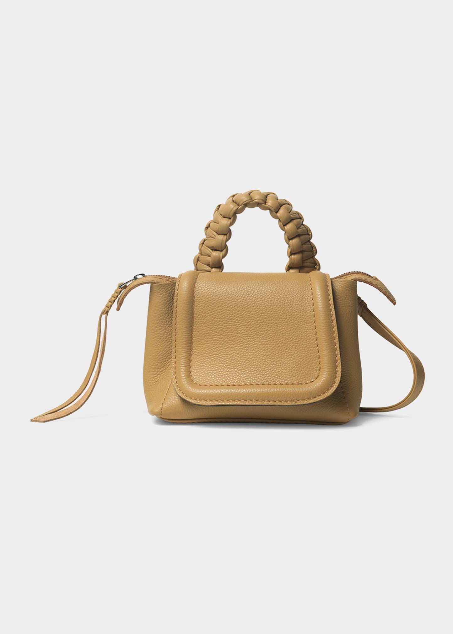 Callista Mini Flap Leather Top-handle Bag In Amber
